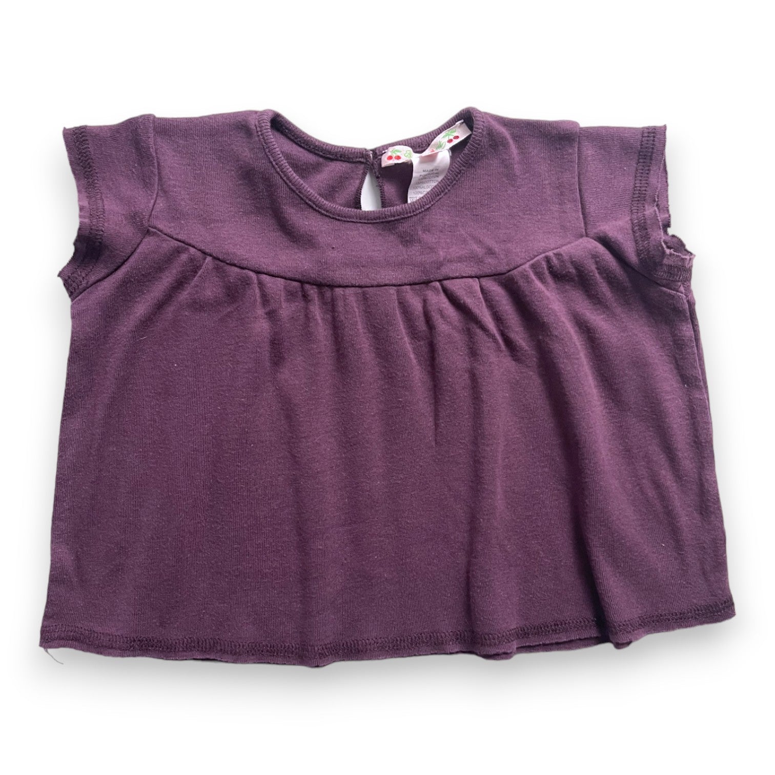 BONPOINT - Aubergine-colored cotton T-shirt - 12 months