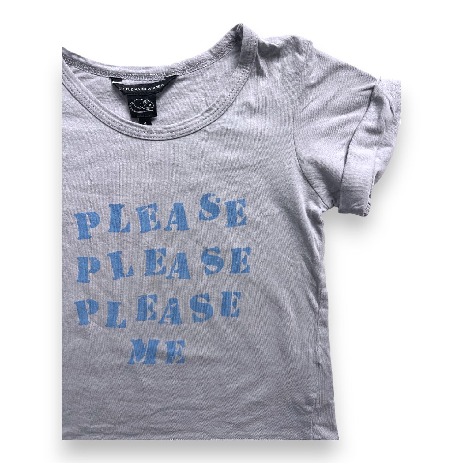 MARC JACOBS - T shirt gris à inscriptions bleues - 4 ans