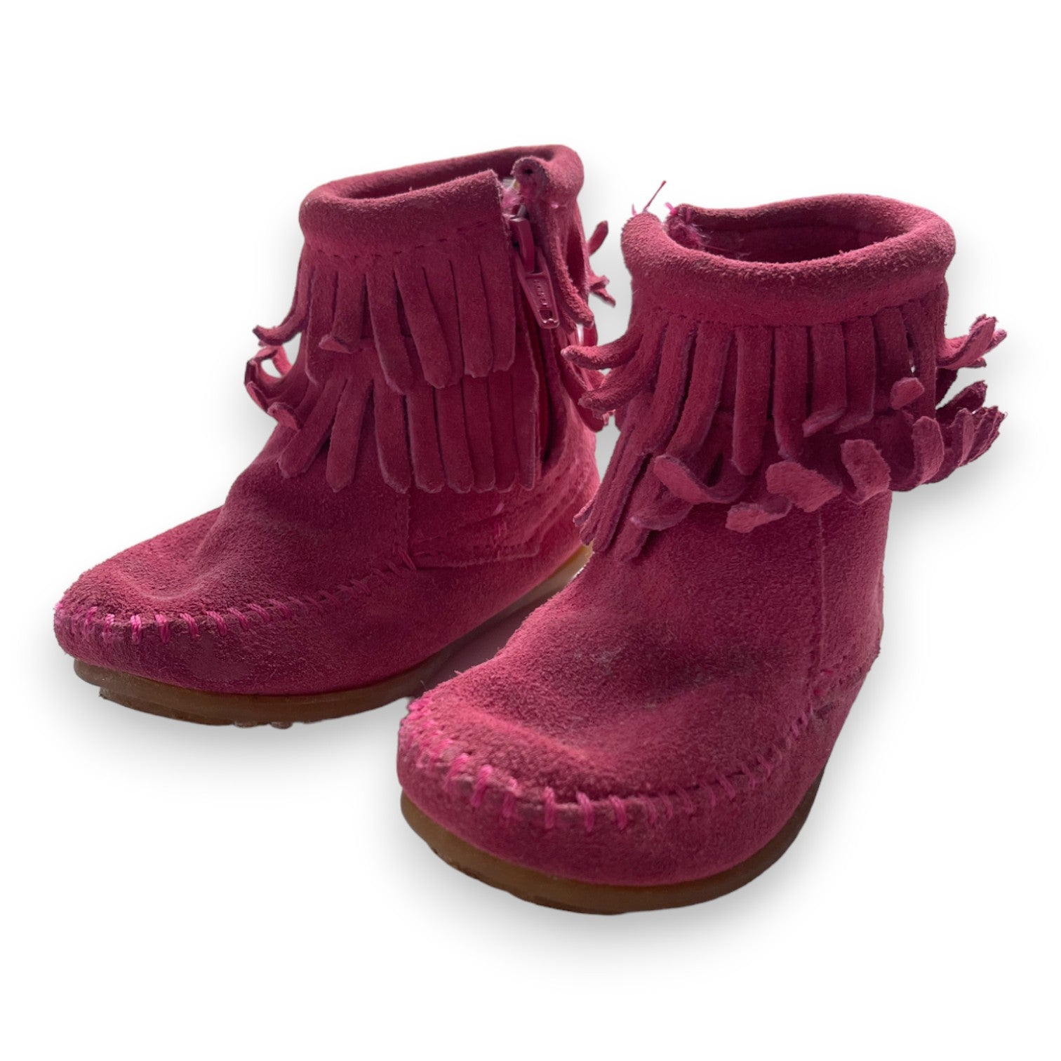 MINNETONKA - Bottines à franges roses en daim - Pointure 25