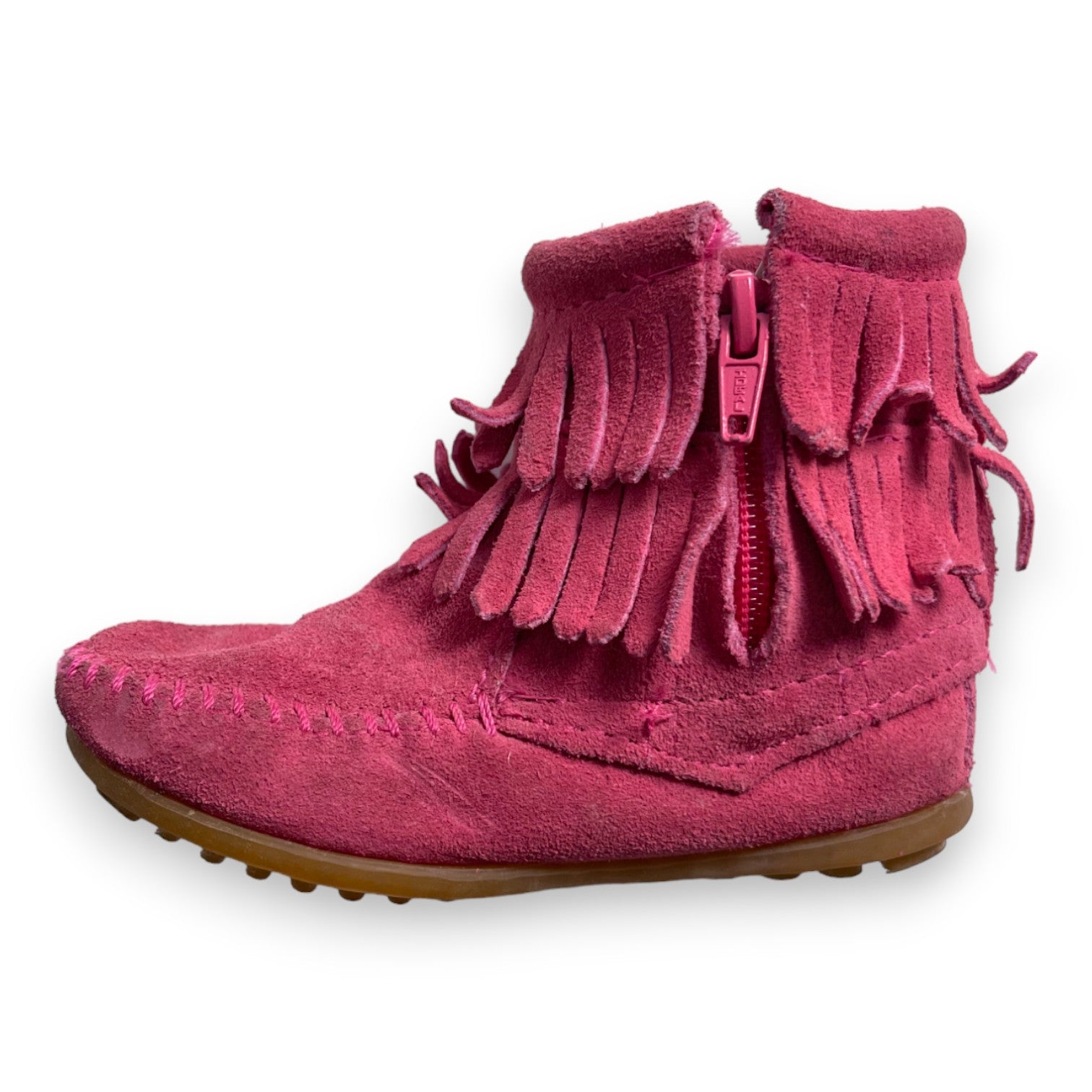 MINNETONKA - Bottines à franges roses en daim - Pointure 25