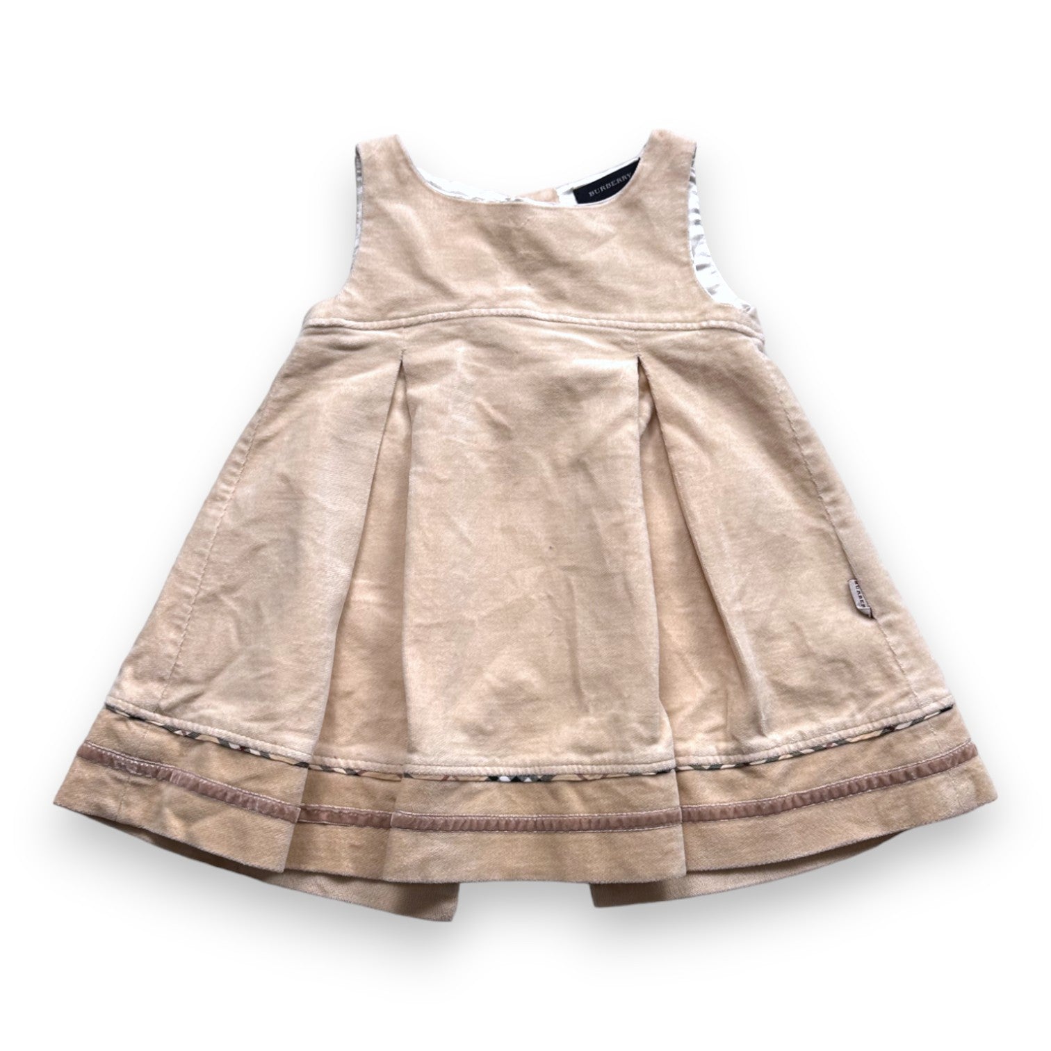 BURBERRY - Robe en velours beige - 12 mois