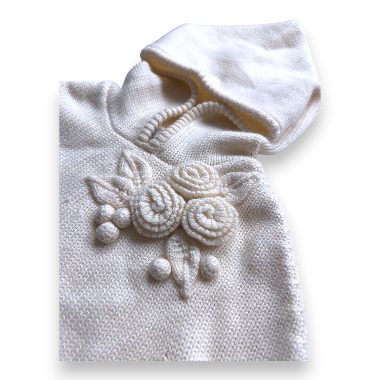 LES BEBES DE FLORIANE - Cape en laine écrue - 12/18 mois