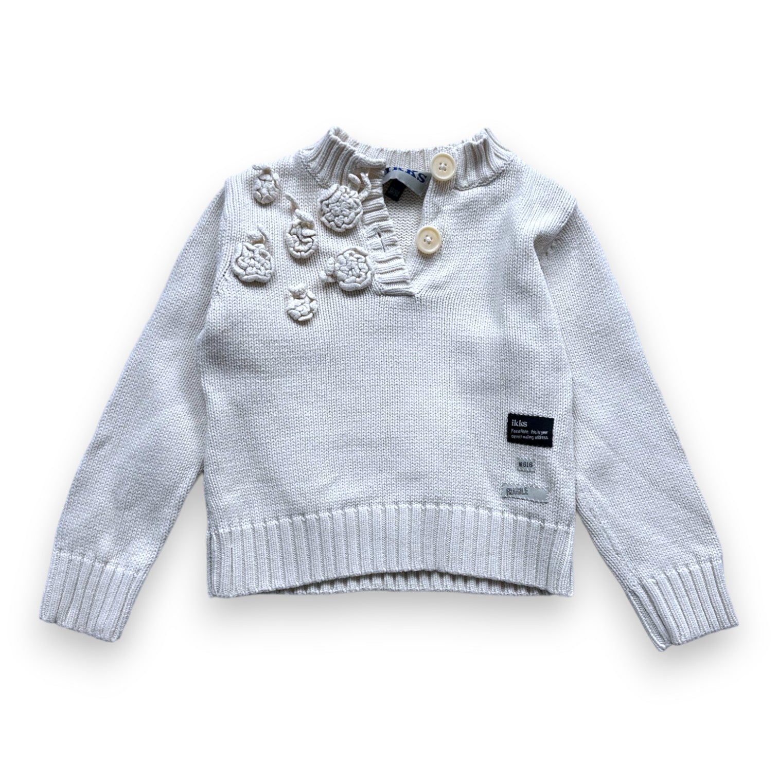 IKKS - Pull beige à fleurs en relief - 3 ans