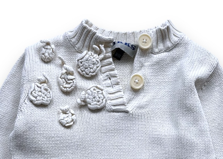 IKKS - Pull beige à fleurs en relief - 3 ans