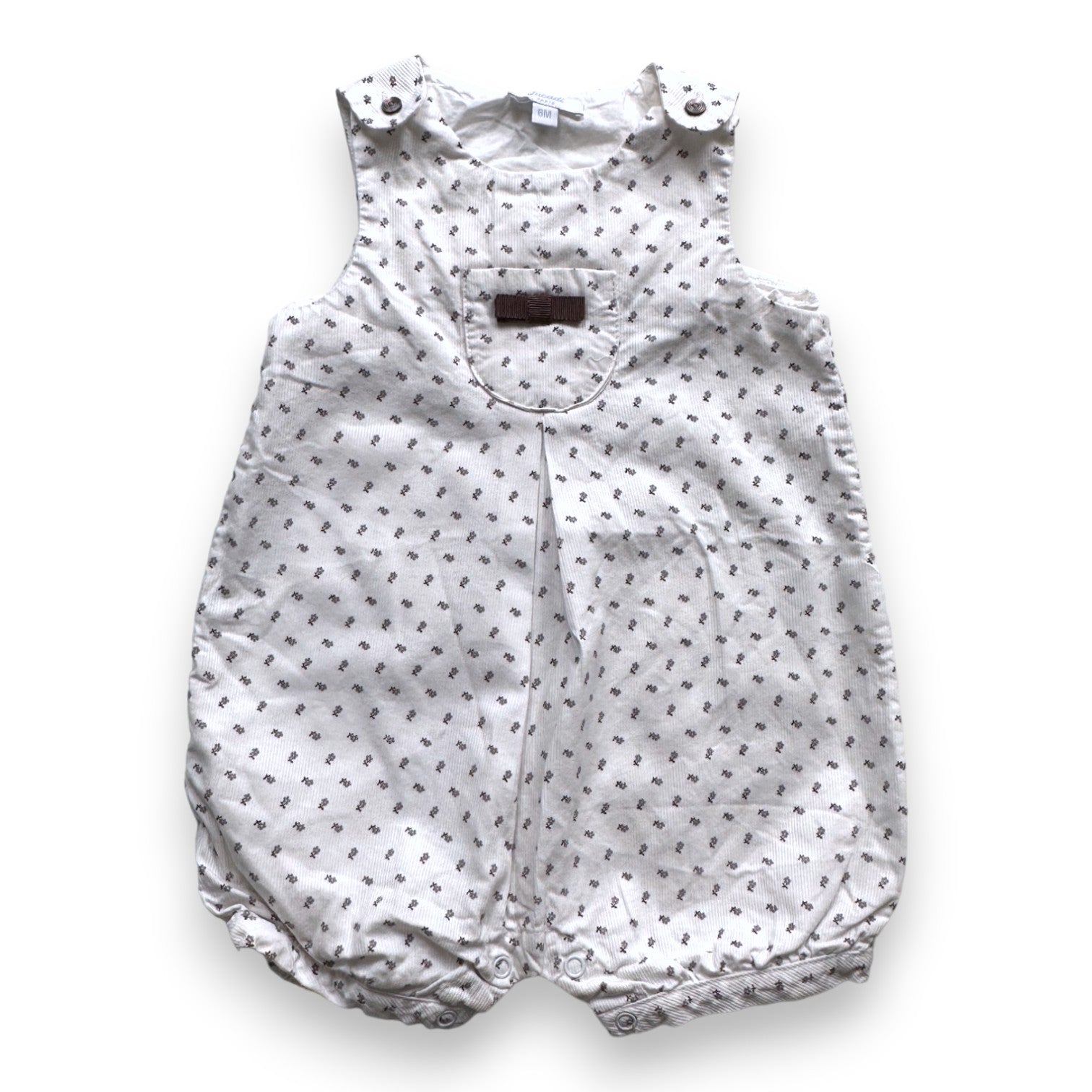 JACADI - Barboteuse côtelée blanche à fleurs - 6 mois