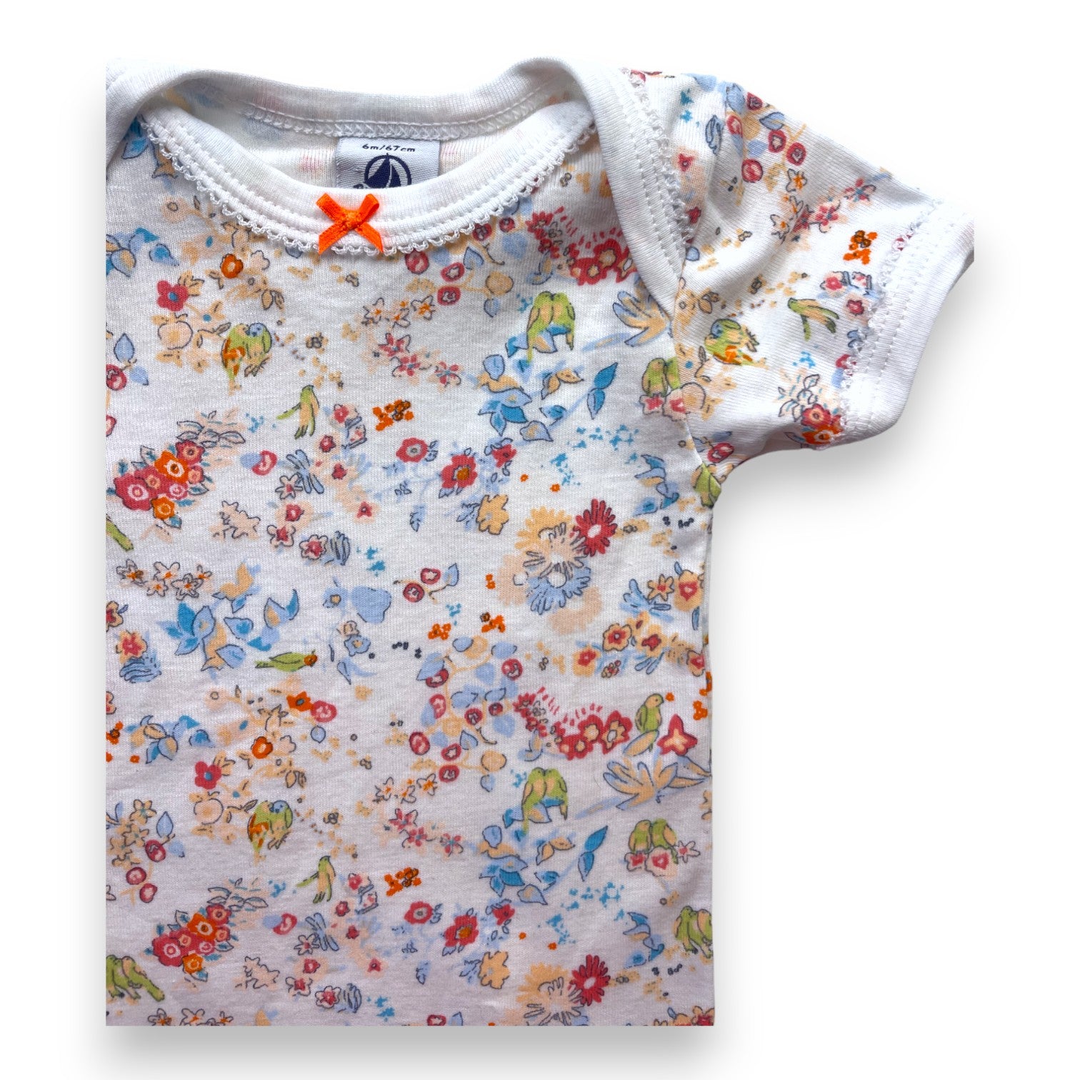 PETIT BATEAU - Sleeveless bodysuit with multicolored flowers - 6 months
