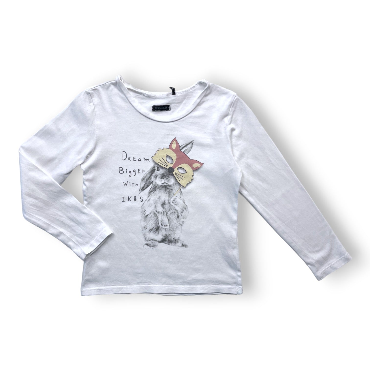 IKKS - Weißes Langarm-T-Shirt mit Kaninchen-Print - 5 Jahre