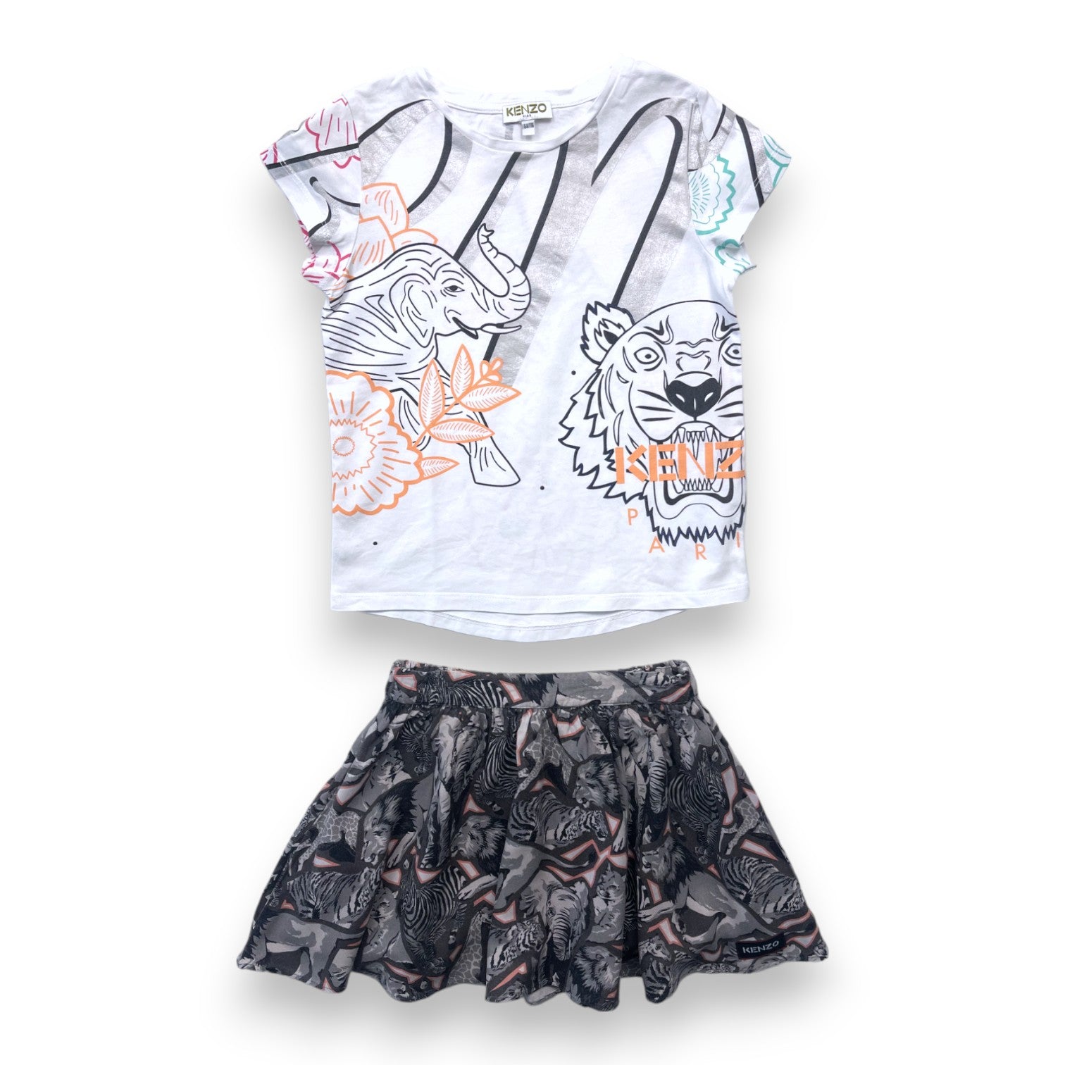 KENZO - Ensemble t shirt jupe à motifs jungle - 6 ans