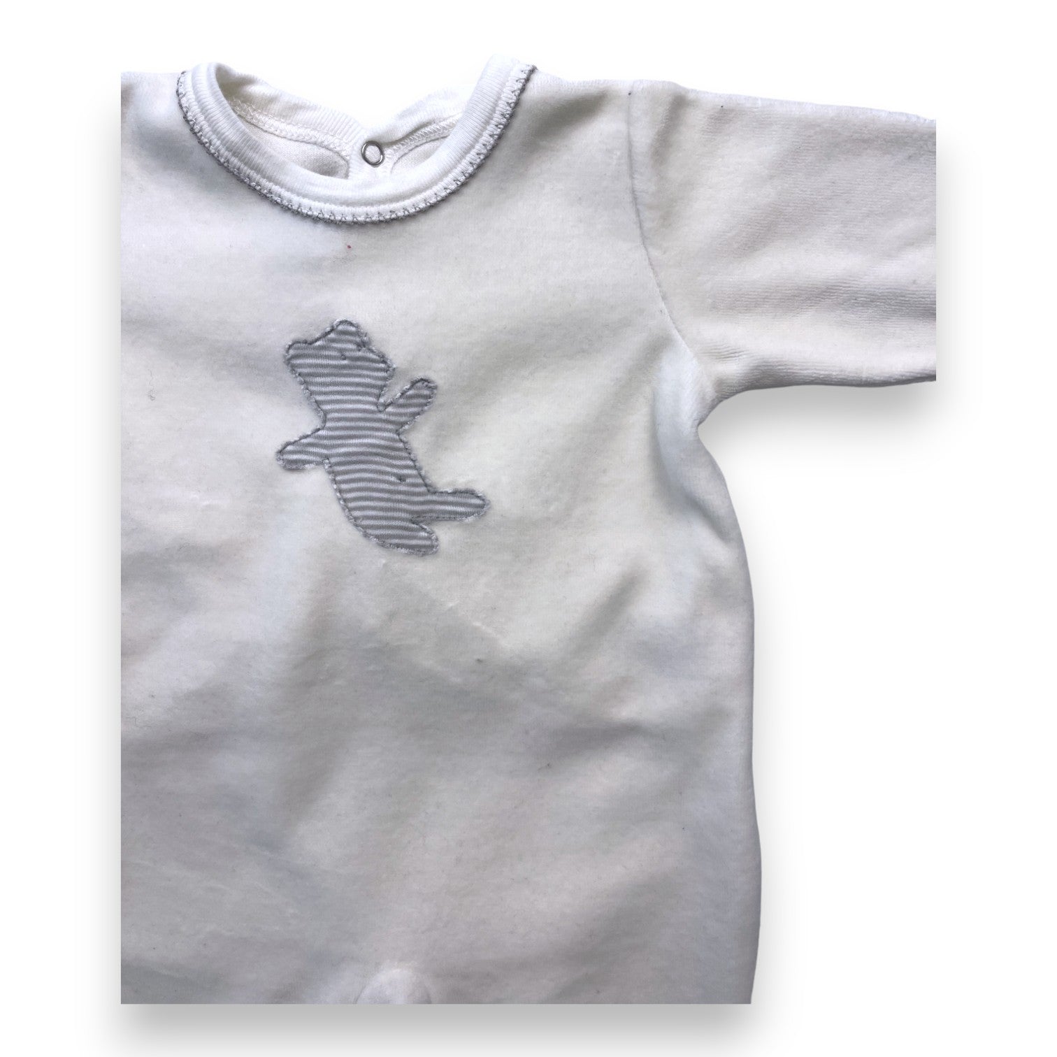 PETIT BATEAU - Weißer Samtpyjama - 3 Monate