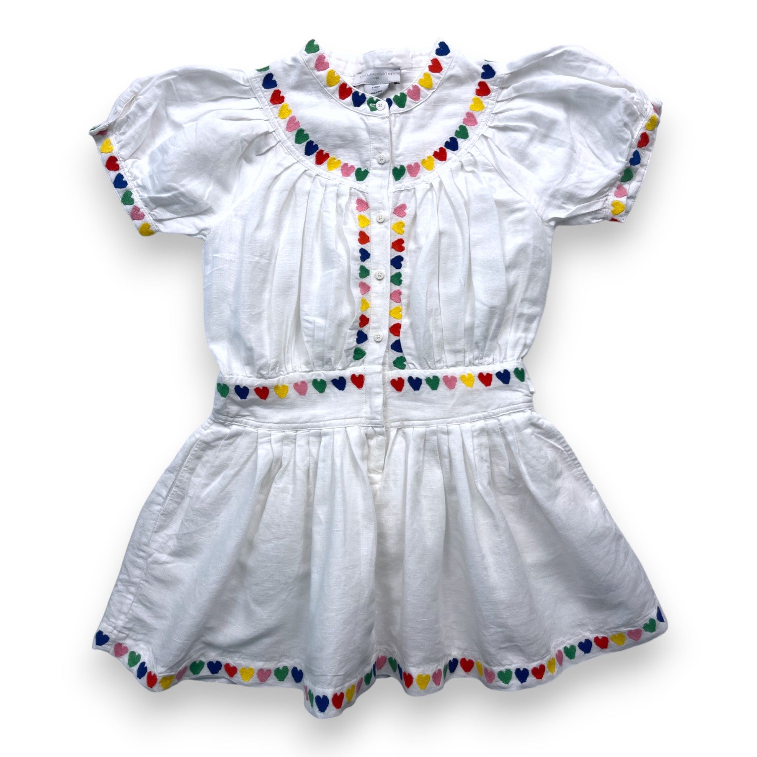 STELLA MCCARTNEY - Robe blanche en lin à broderies coeurs - 6 ans