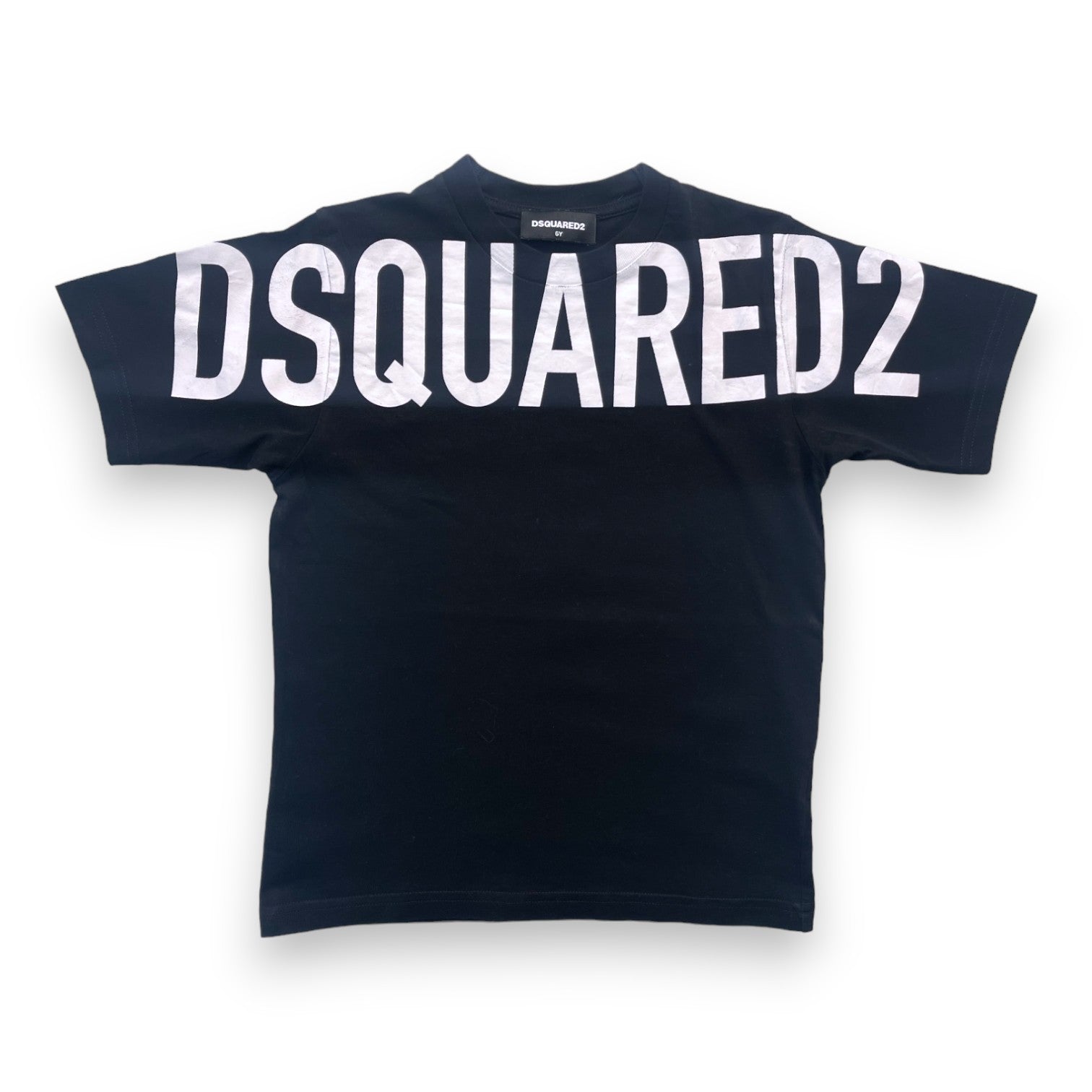 DSQUARED - Schwarzes T-Shirt mit weißer „DSQUARED“-Aufschrift - 6 Jahre