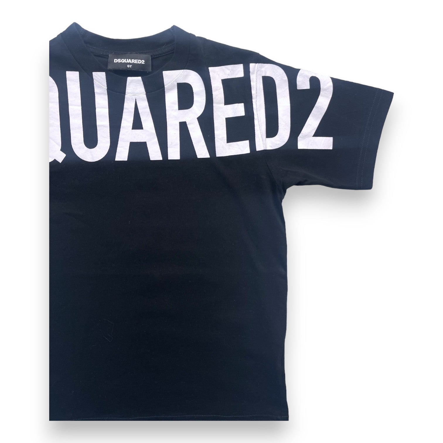 DSQUARED - Schwarzes T-Shirt mit weißer „DSQUARED“-Aufschrift - 6 Jahre