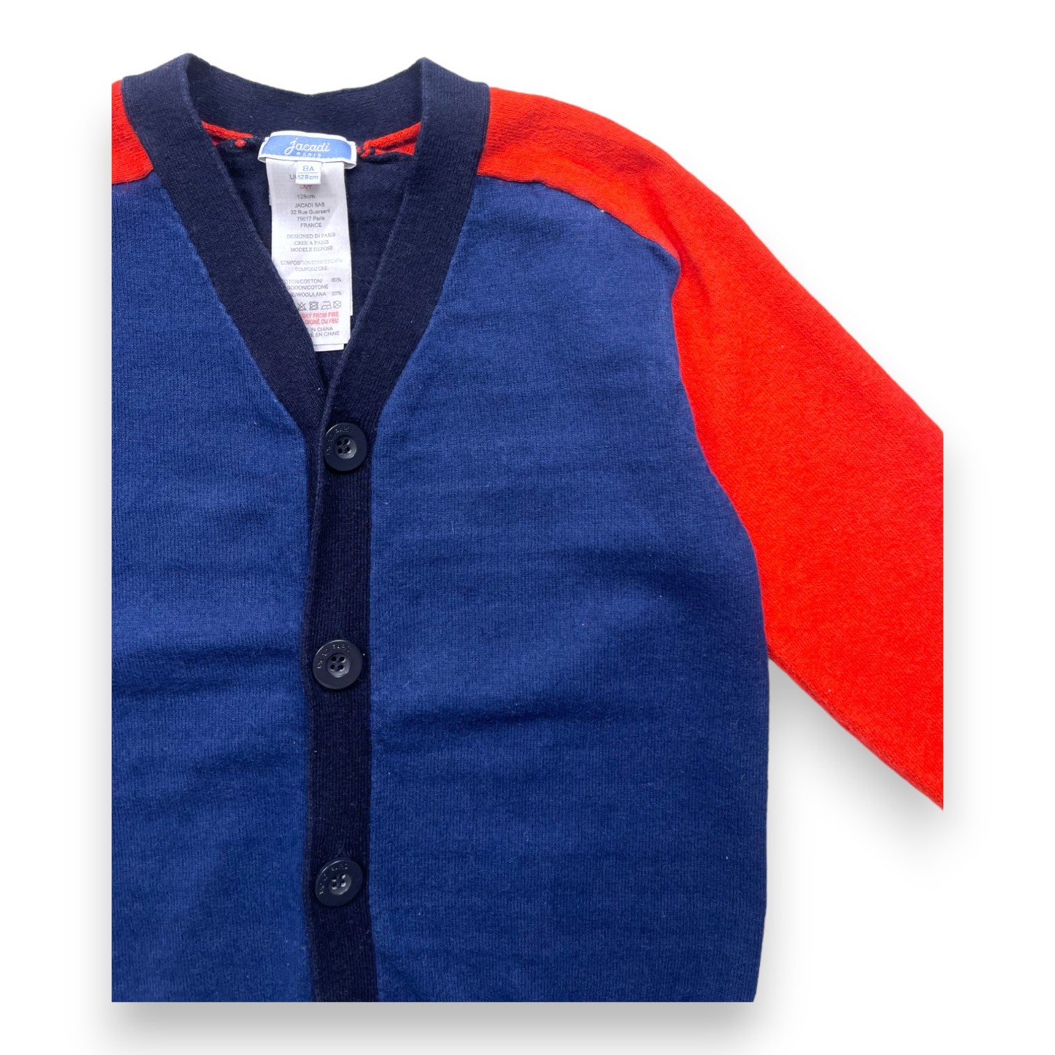 JACADI - Blue and red cardigan - 8 years