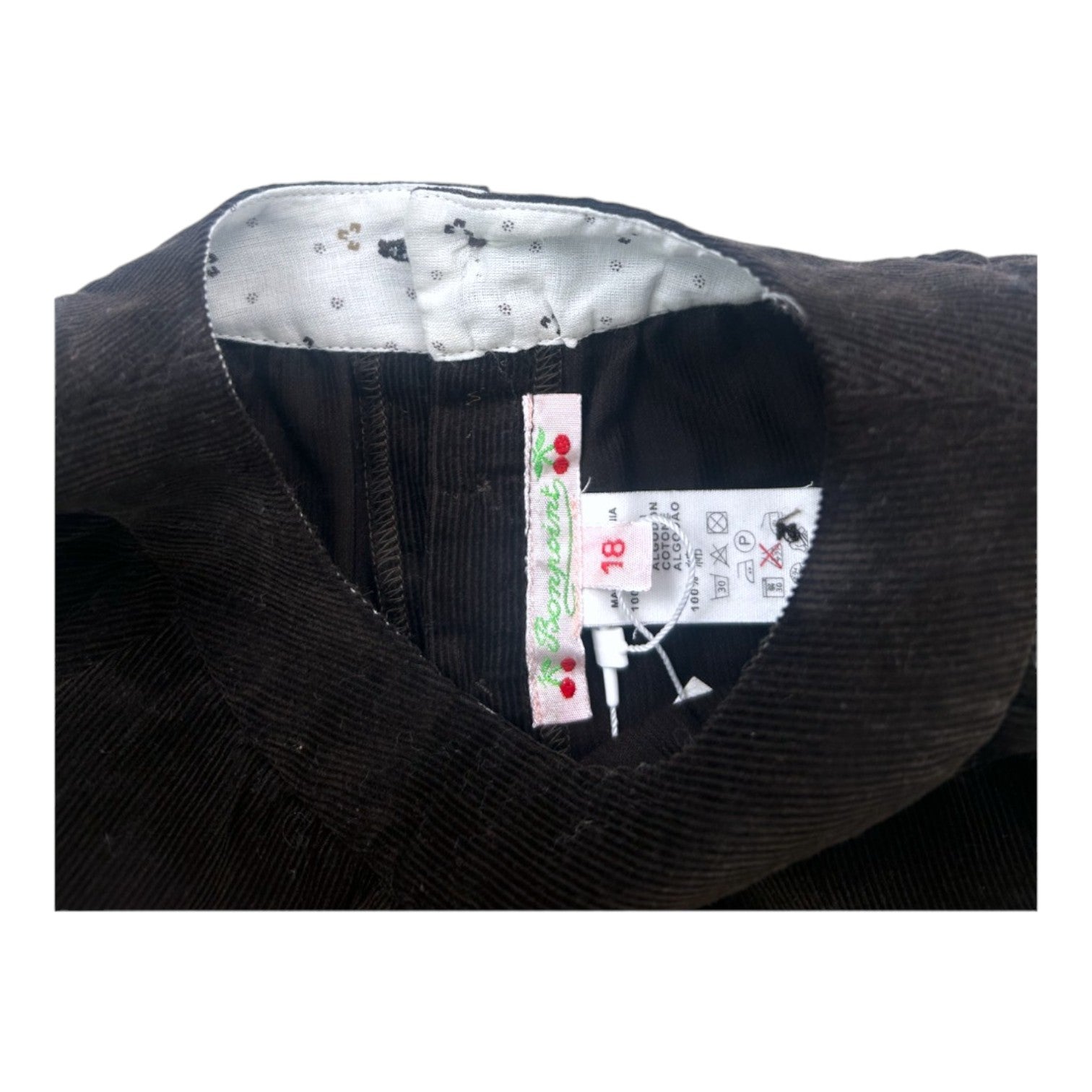 BONPOINT - Brown velvet dress (new) - 18 months