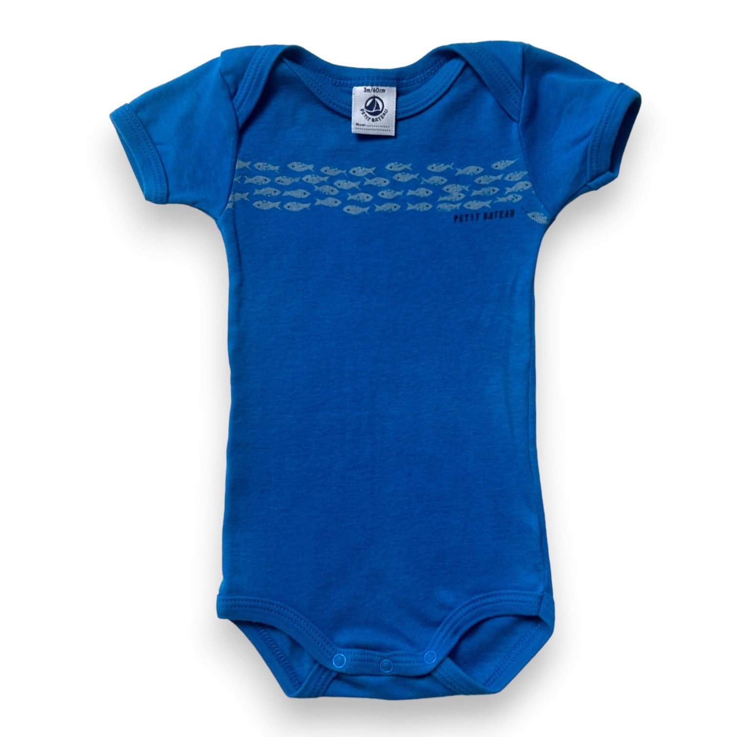 PETIT BATEAU - Blue bodysuit with fish print - 3 months