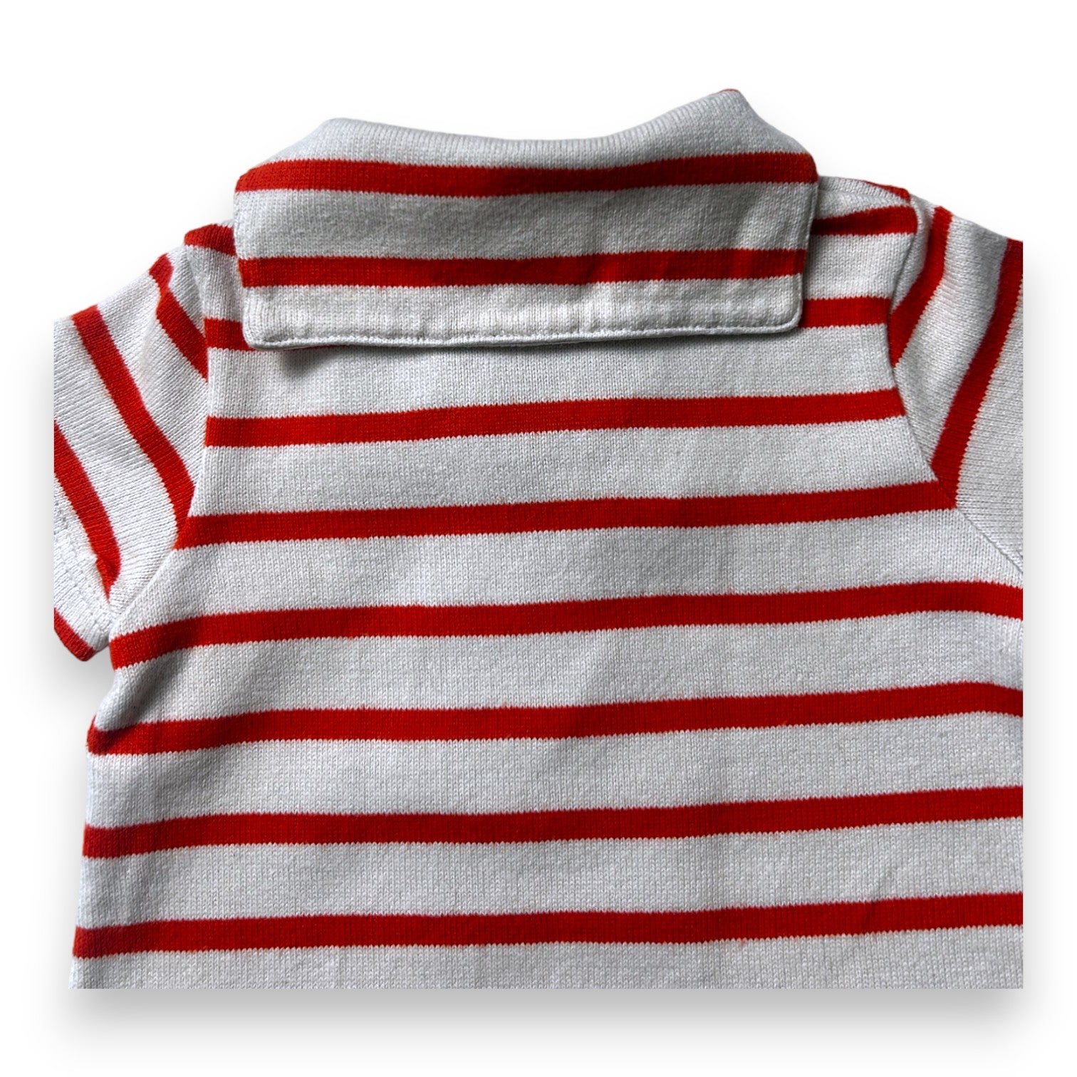 PETIT BATEAU - White jumpsuit with orange stripes - 6 months
