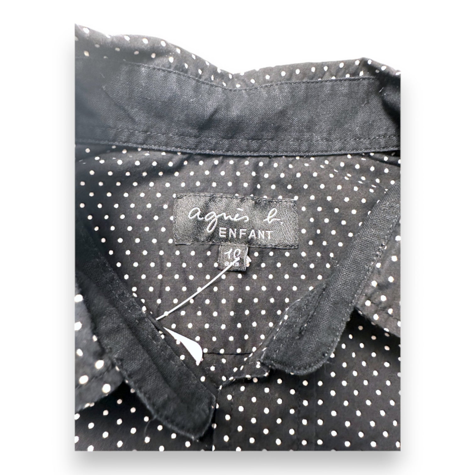 AGNÈS B - Chemise noire à pois - 10 ans