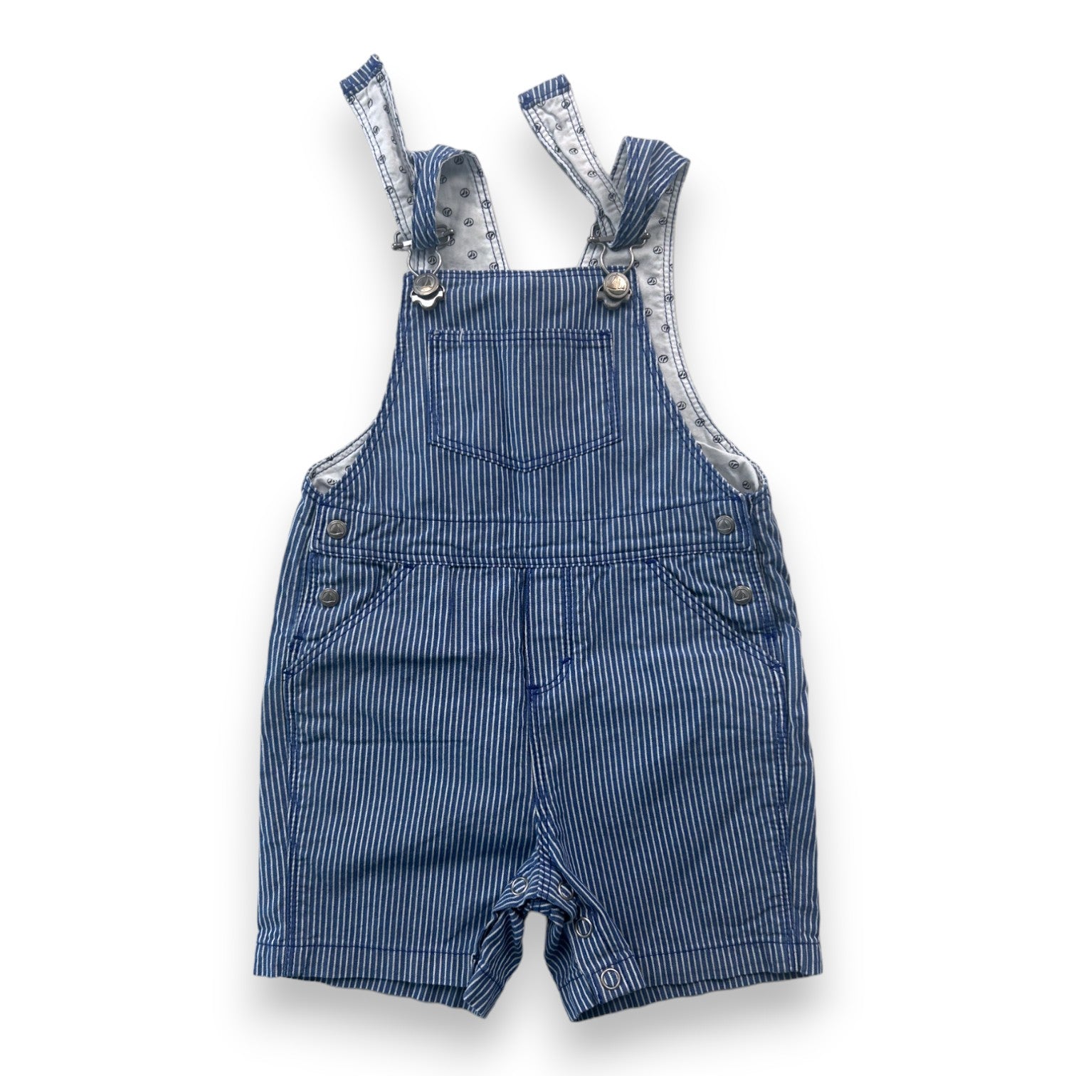 PETIT BATEAU - Blau gestreifter Overall - 12 Monate