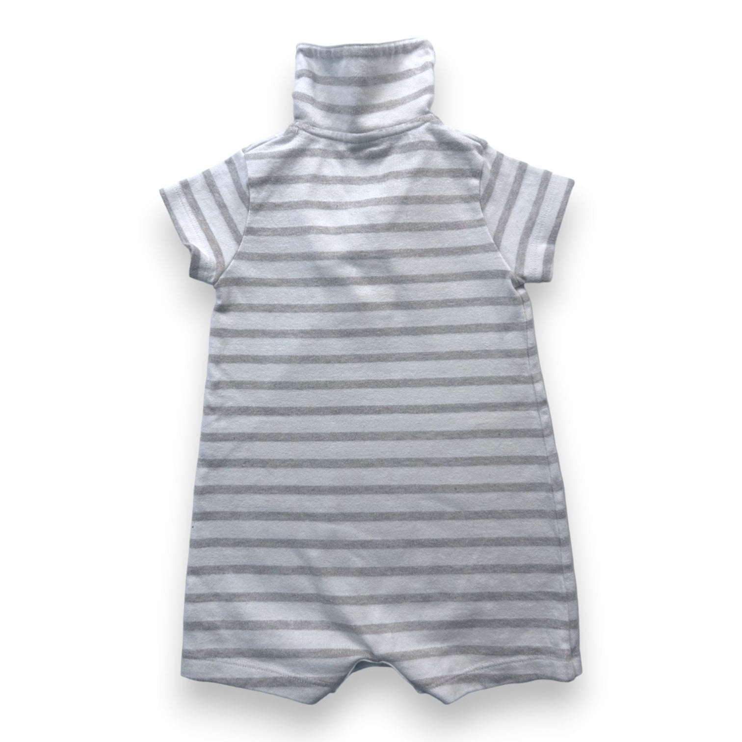 PETIT BATEAU - White jumpsuit with beige stripes - 18 months