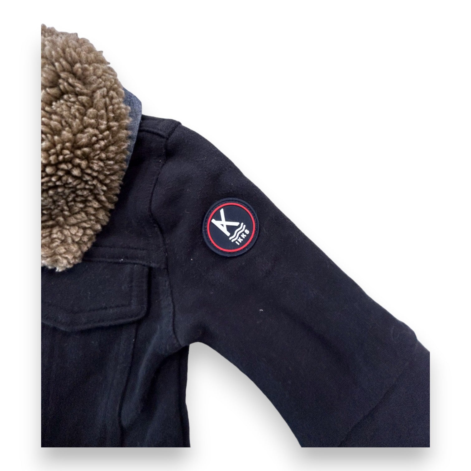 IKKS - Black jacket with faux fur collar - 6 months