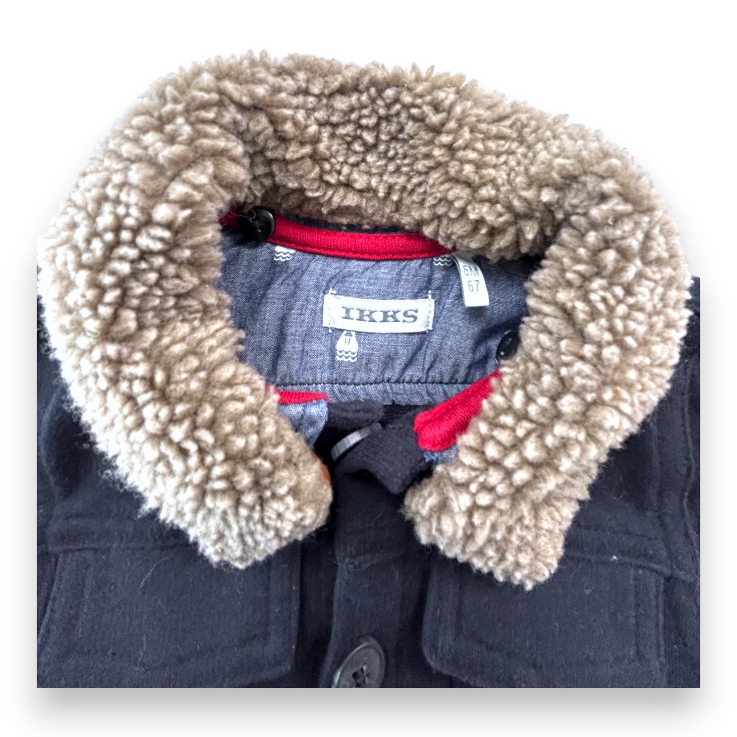 IKKS - Veste noire col fausse fourrure - 6 mois