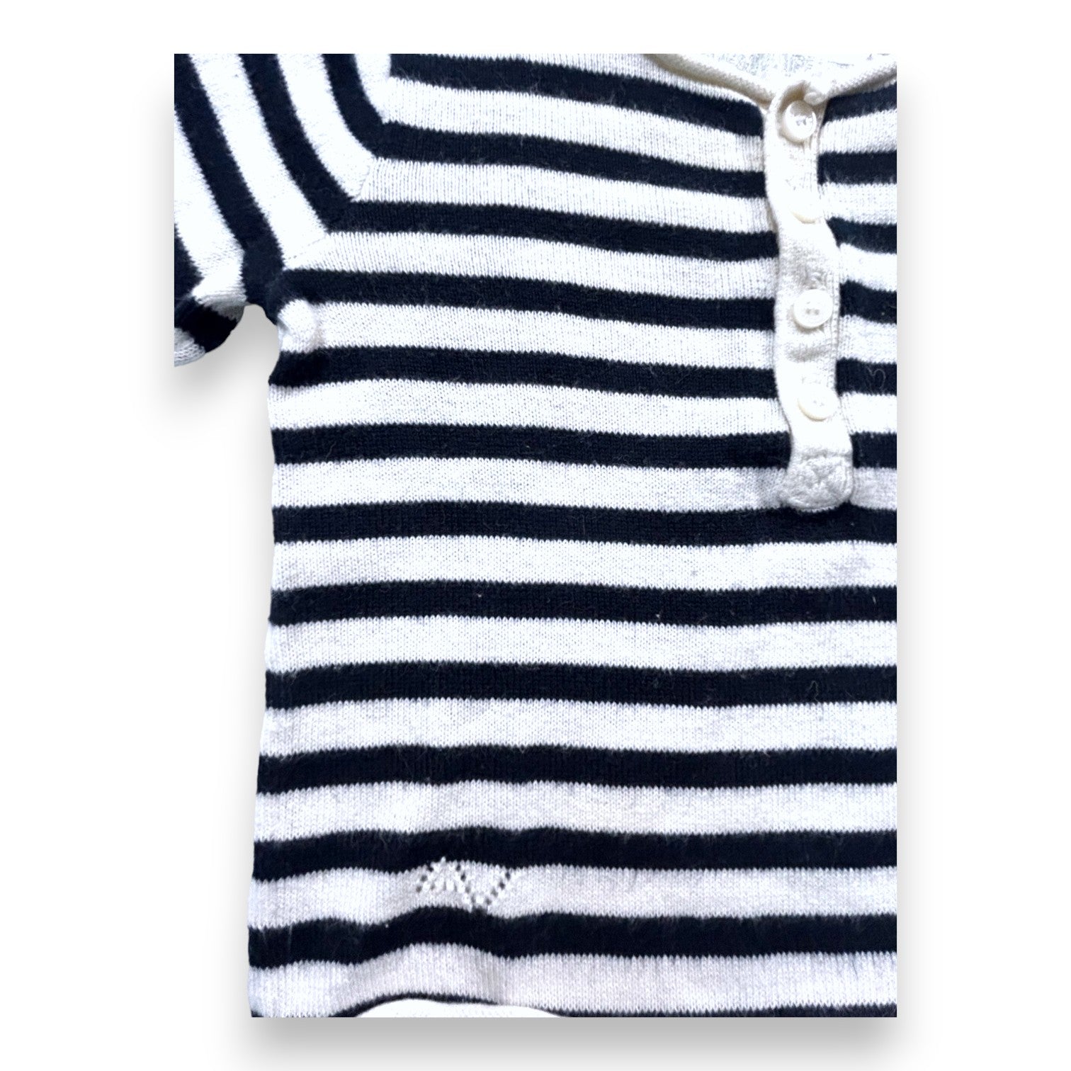 ZADIG&VOLTAIRE - White long-sleeved t-shirt with black stripes - 3 months