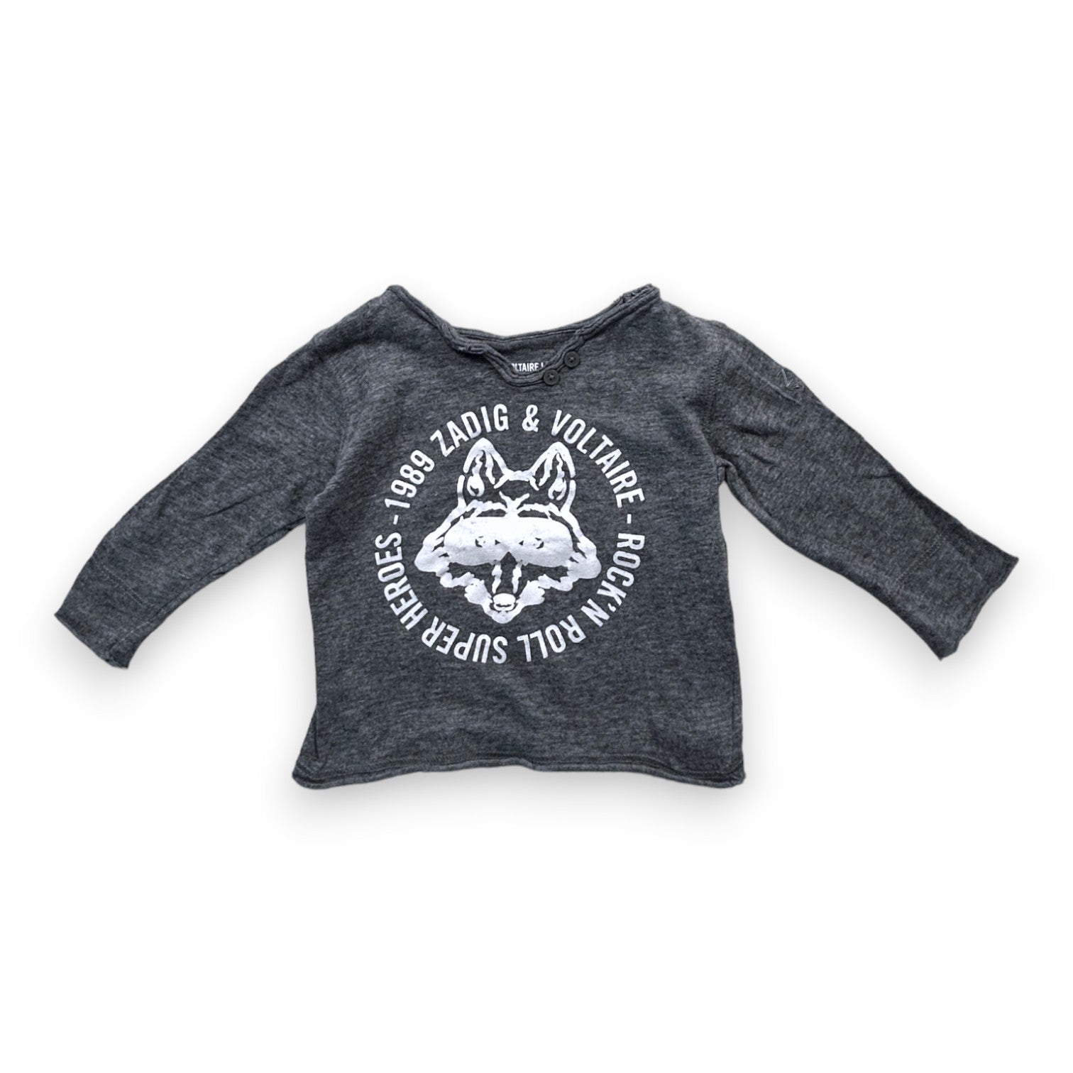 ZADIG&VOLTAIRE - Graues Langarm-T-Shirt mit Details - 6 Monate