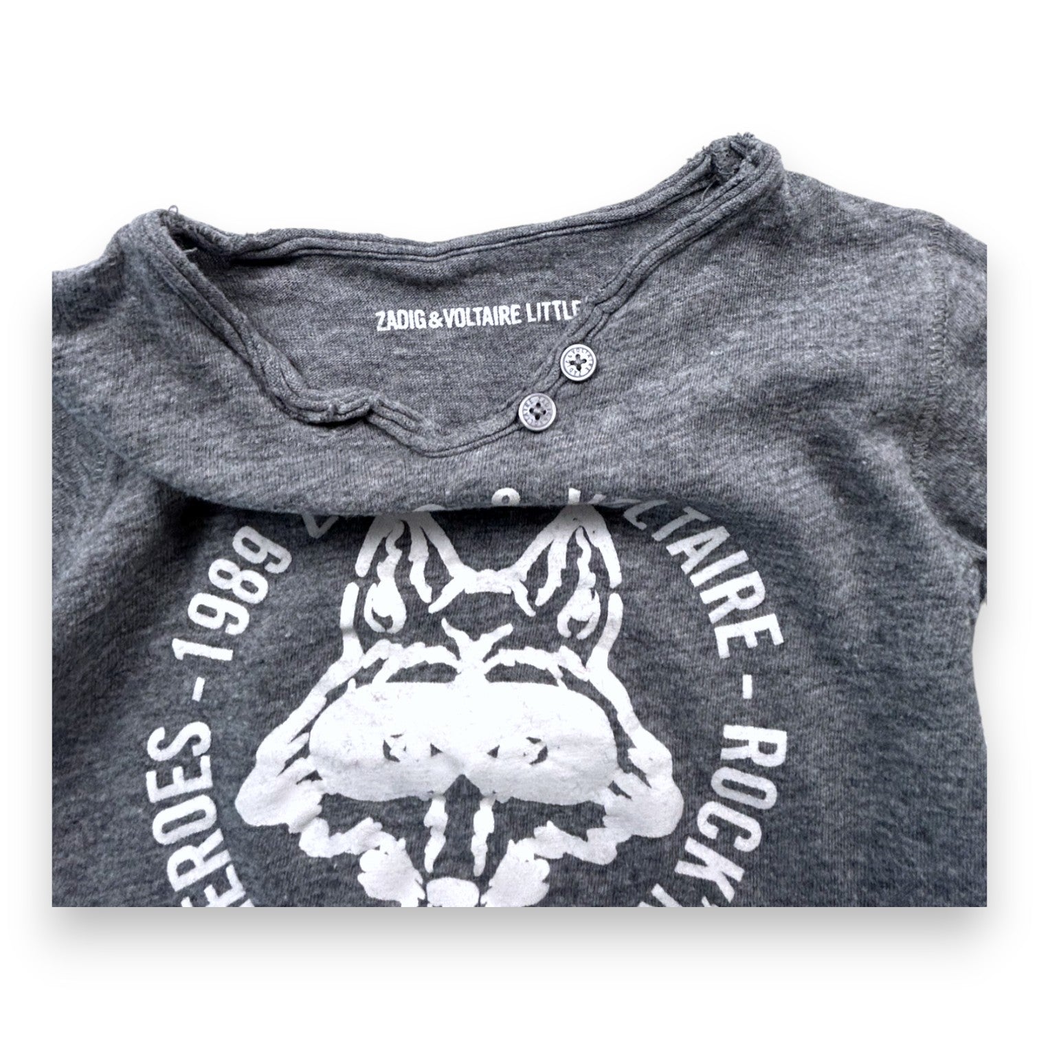 ZADIG&VOLTAIRE - Graues Langarm-T-Shirt mit Details - 6 Monate