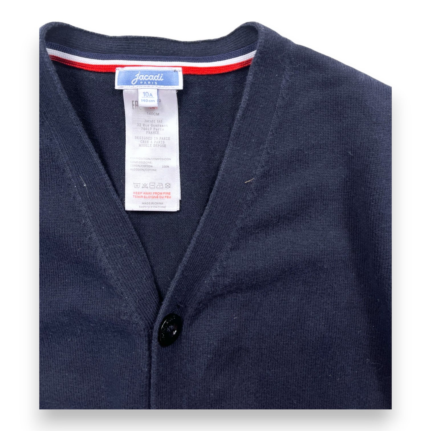 JACADI - Cardigan bleu marine col V - 10 ans