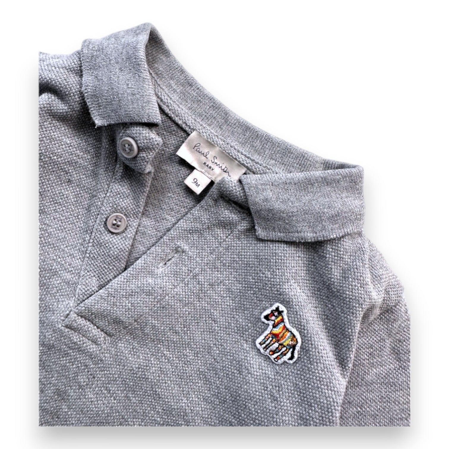 PAUL SMITH - Polo à manches longues gris avec imprimés - 9 mois