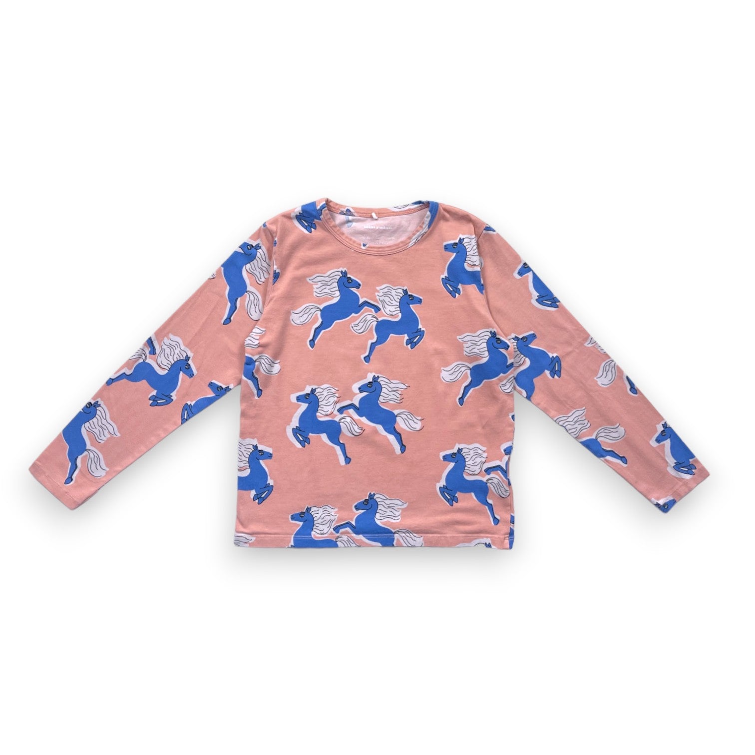 MINI RODINI - T shirt manches longues rose à motifs licornes bleues - 8/9 ans