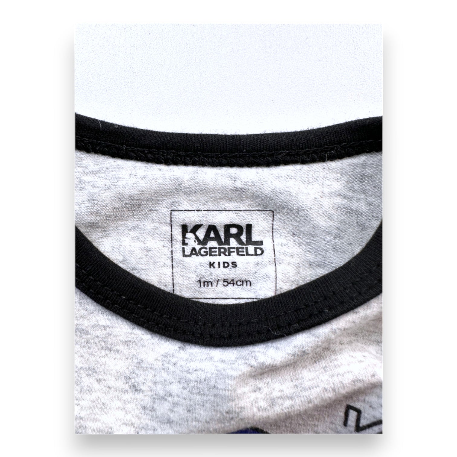 KARL LAGERFELD - Grey and black long-sleeved bodysuit with prints - 1 month