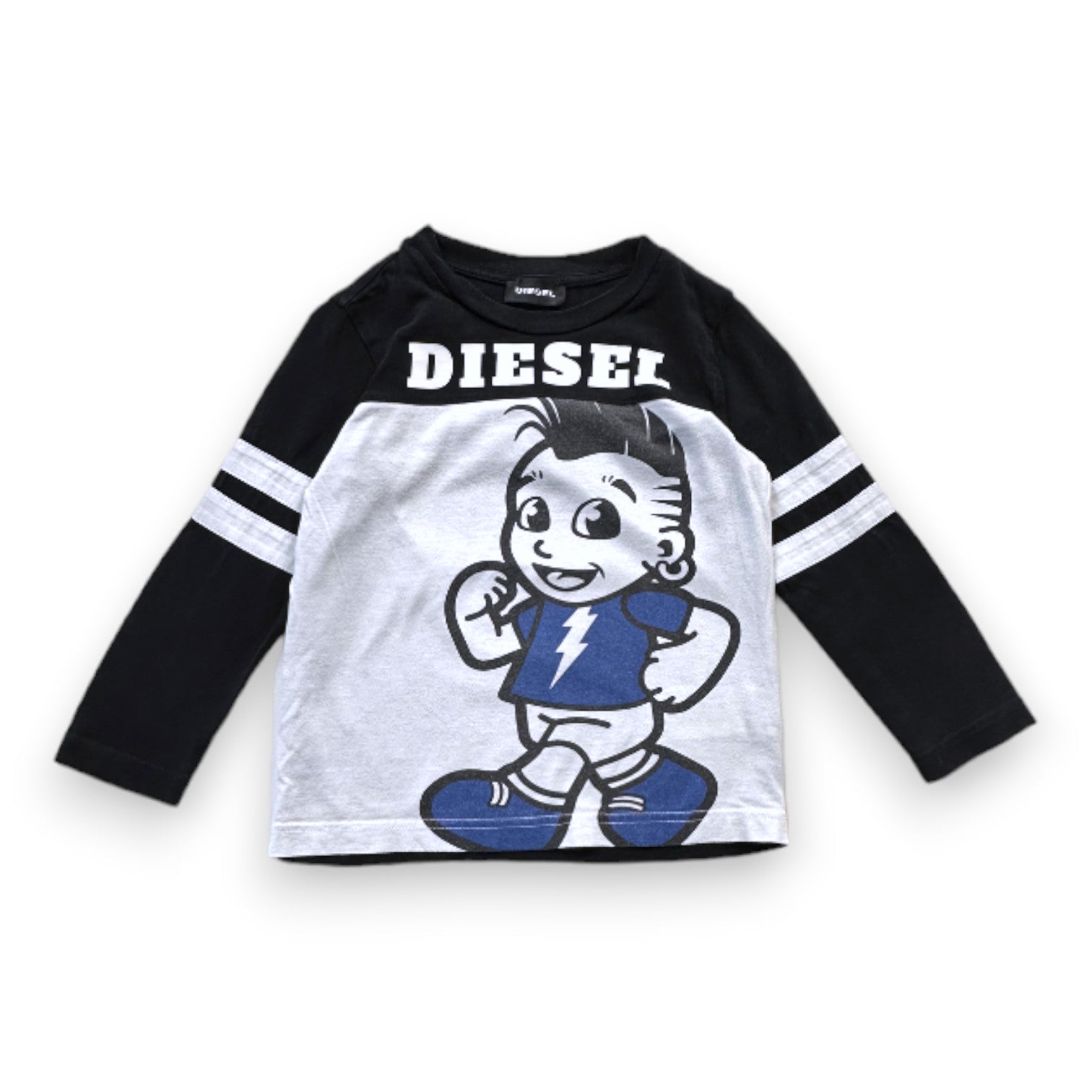 DIESEL - Black and white long-sleeved T-shirt with prints - 3 years