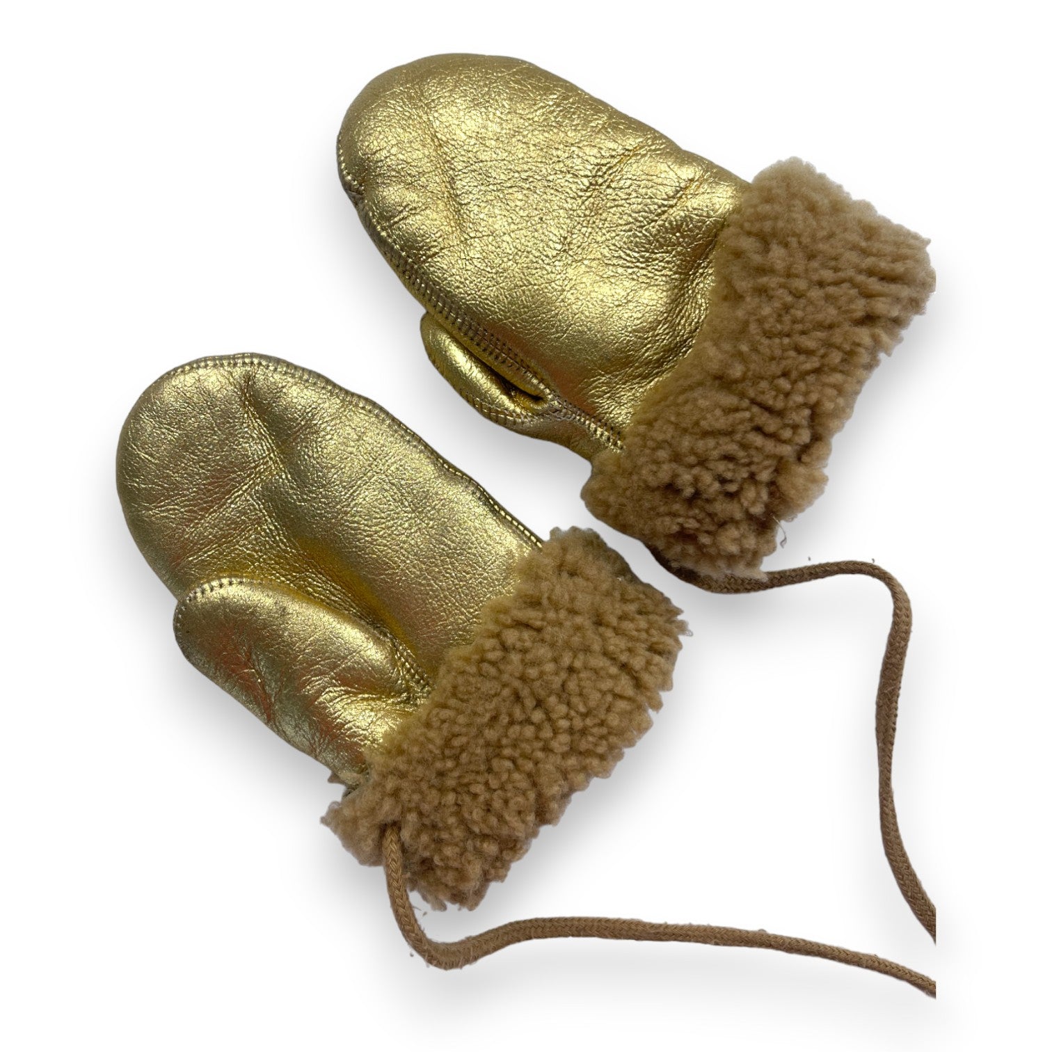 TOASTIES - Moufles dorées métallisées en laine de merinos - 3/4 ans