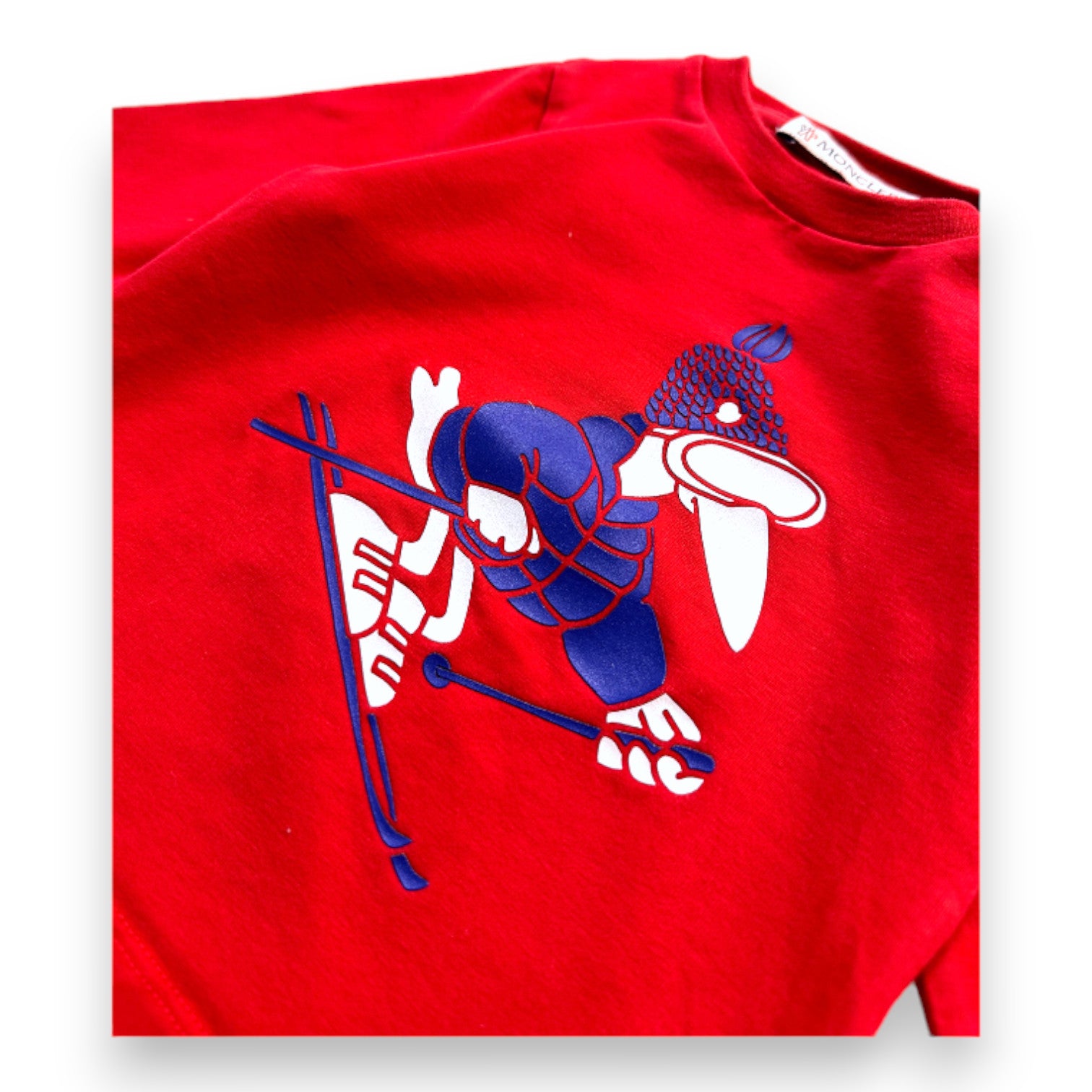 MONCLER - T-shirt à manches longues rouge avec imprimé - 3 mois