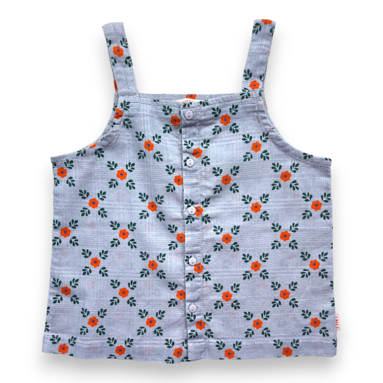 TINYCOTTONS - blaues ärmelloses Top mit Blumenmuster - 8 Jahre