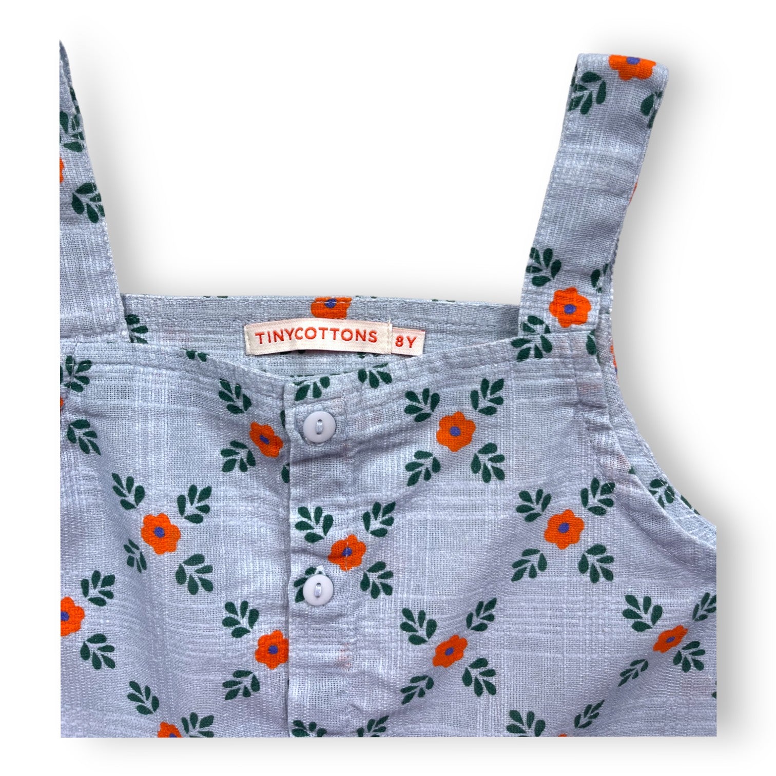 TINYCOTTONS - blaues ärmelloses Top mit Blumenmuster - 8 Jahre