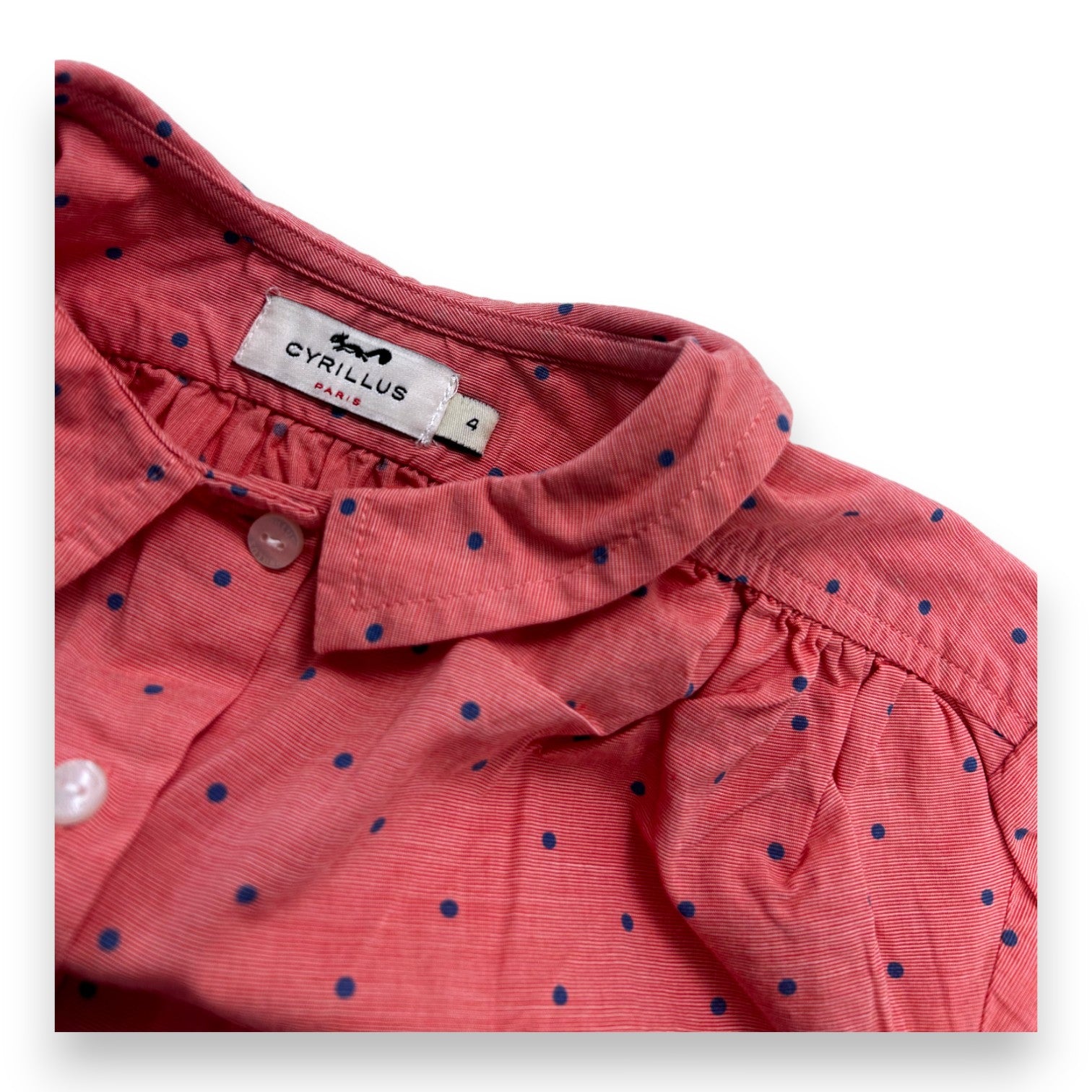 CYRILLUS - Pink blouse with small polka dots - 4 years