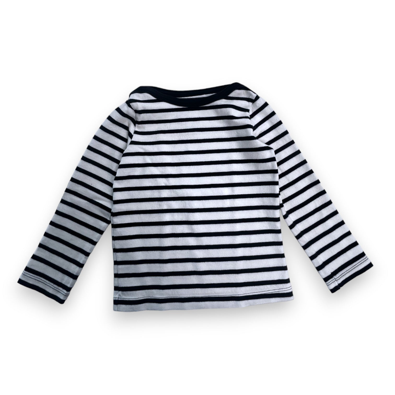 PETIT BATEAU - White long-sleeved t-shirt with black stripes - 5 years