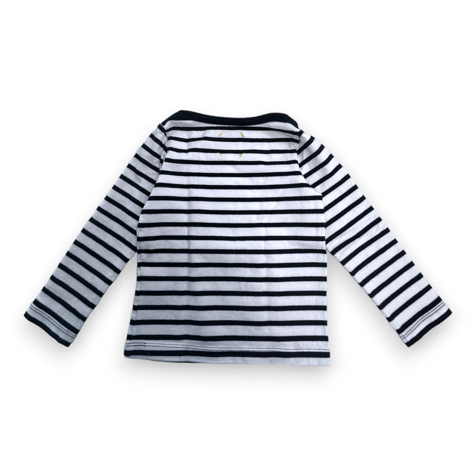 PETIT BATEAU - T-shirt blanc manches longues à rayure noir - 5 ans