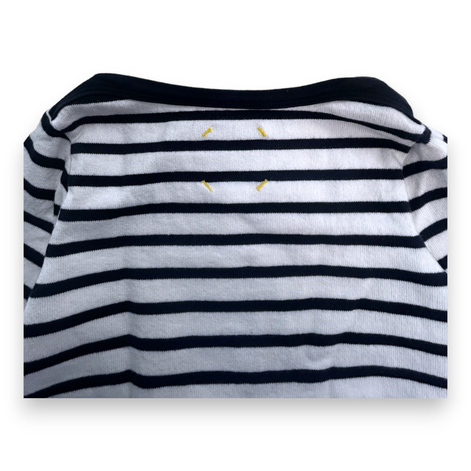 PETIT BATEAU - T-shirt blanc manches longues à rayure noir - 5 ans