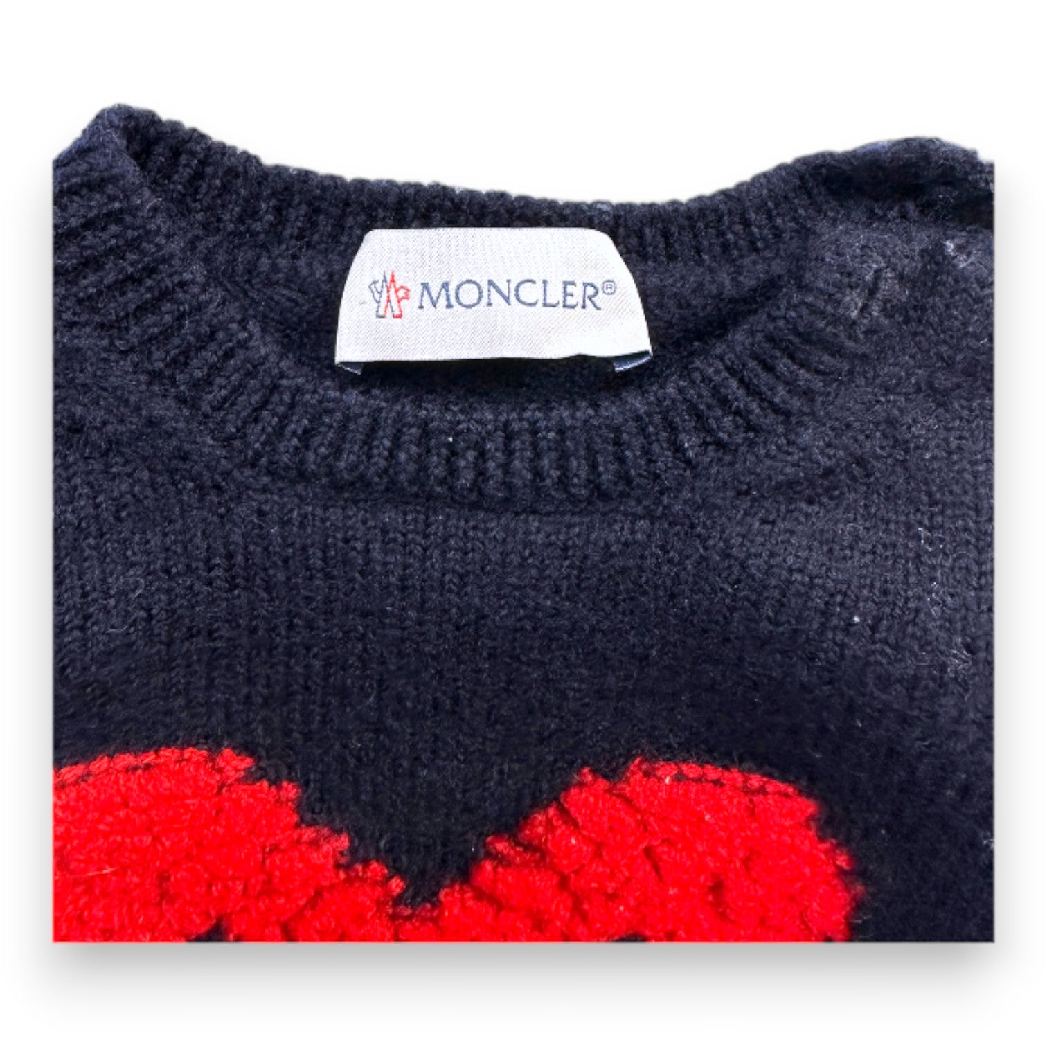 MONCLER - Pull noir à manches longues "M" - 12 mois