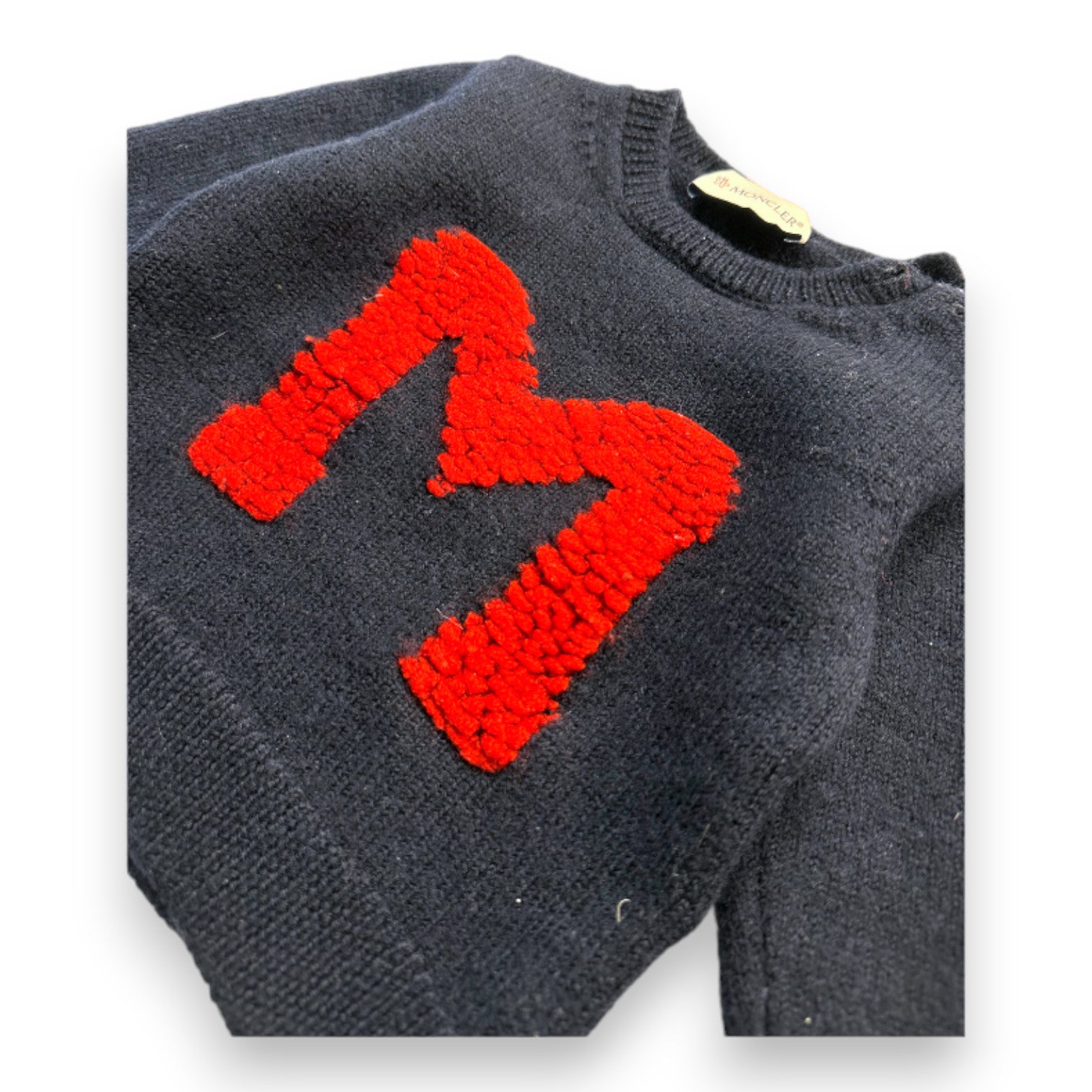 MONCLER - Pull noir à manches longues "M" - 12 mois
