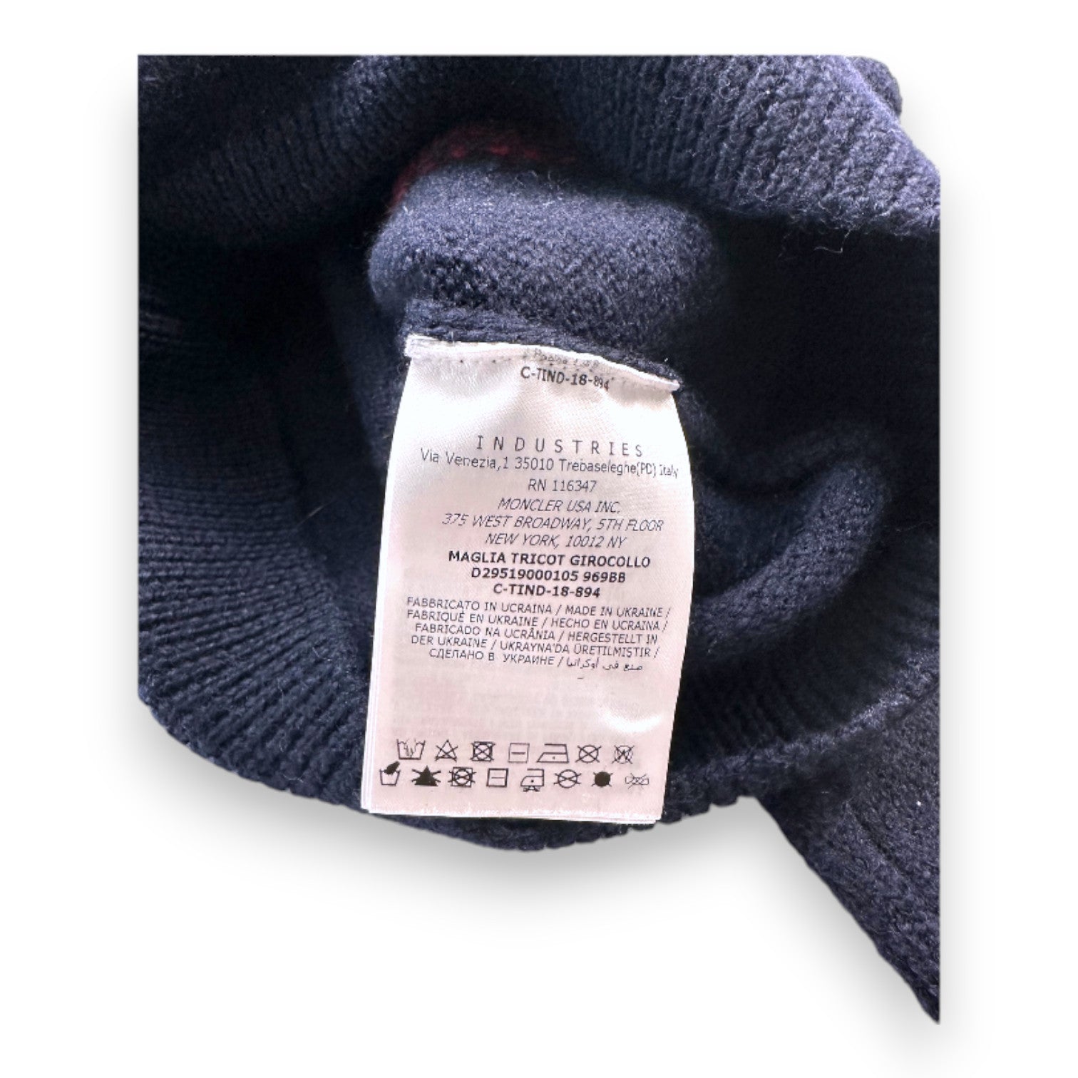 MONCLER - Pull noir à manches longues "M" - 12 mois