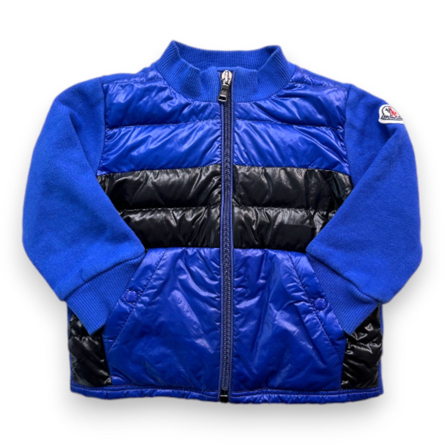 MONCLER - Cardigan matelassé bleu - 12 mois