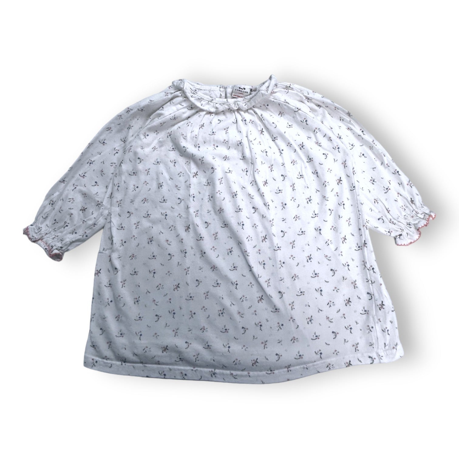 CYRILLUS - White long-sleeved T-shirt with floral print - 4 years