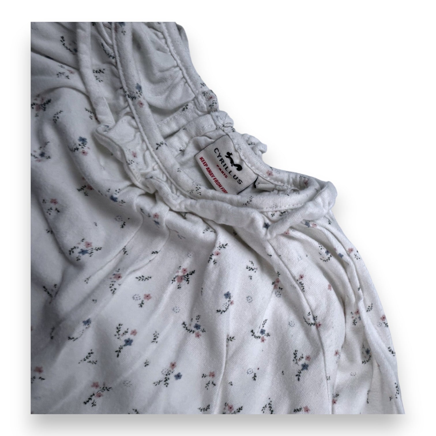 CYRILLUS - White long-sleeved T-shirt with floral print - 4 years