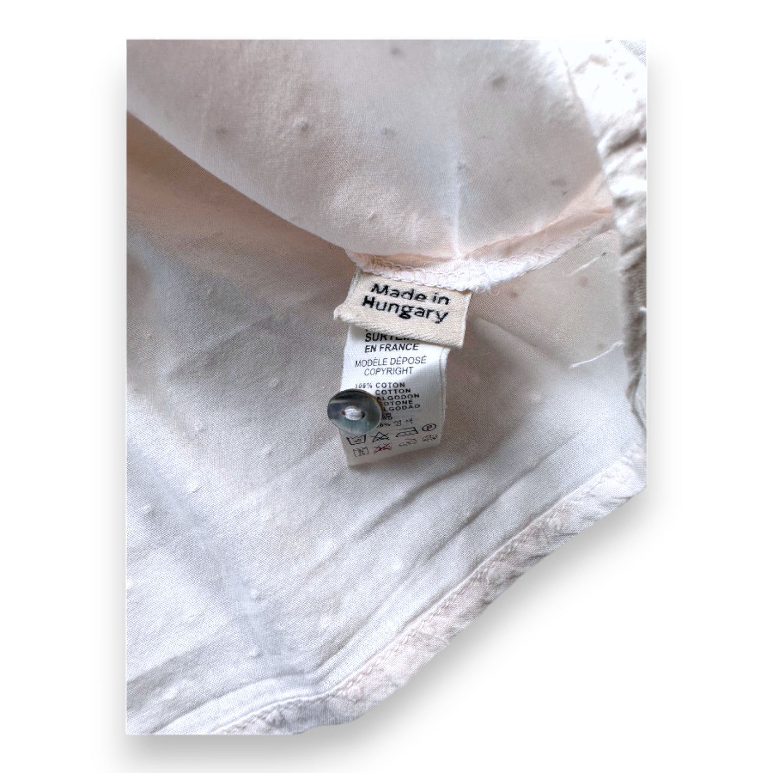 Bonton - Pink long-sleeved blouse with embroidered polka dots - 3 months