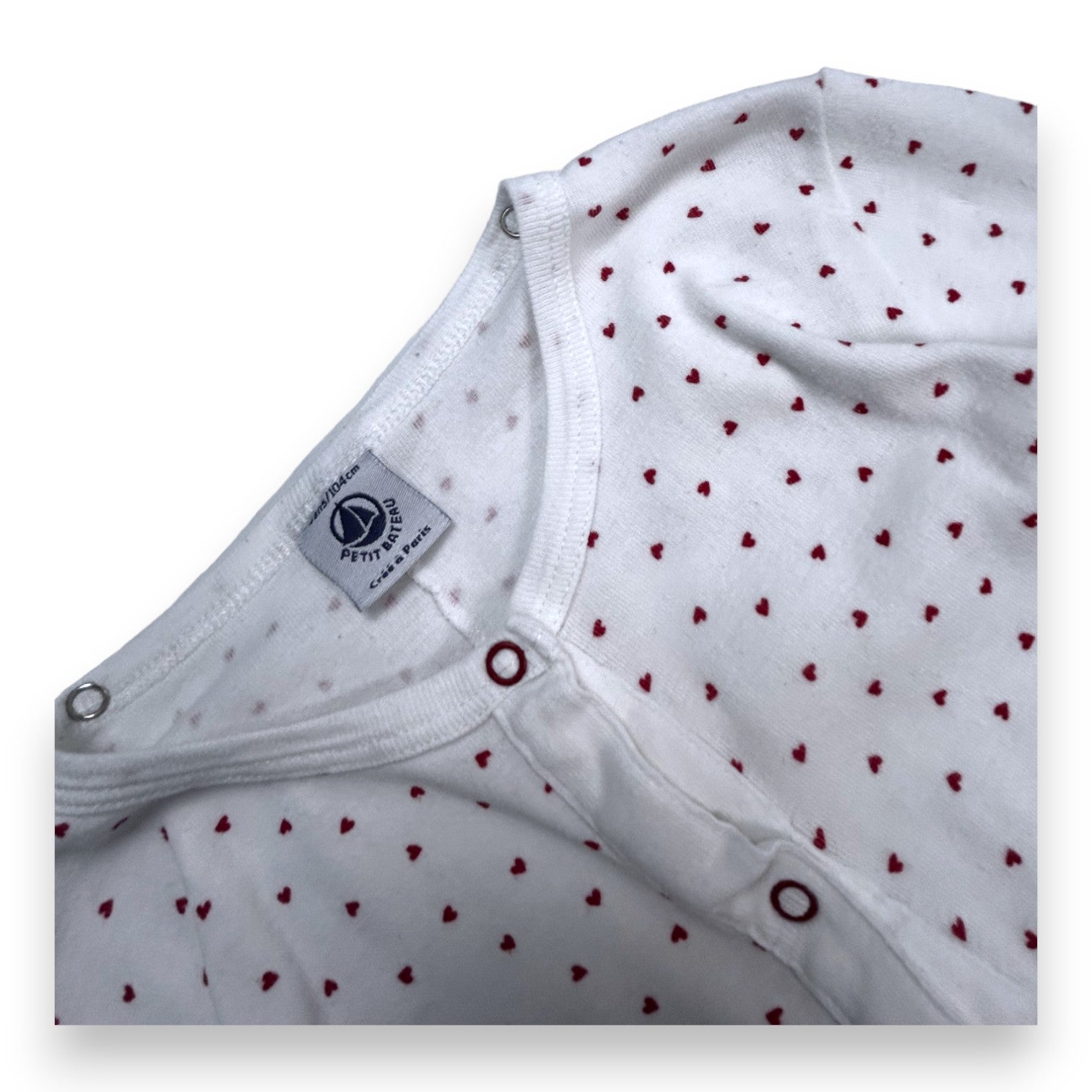 PETIT BATEAU - White pajamas with hearts - 4 years old