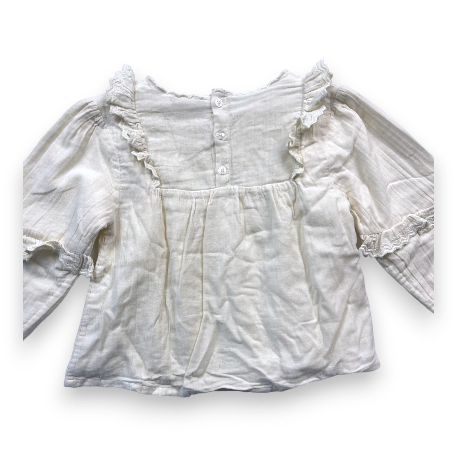 LOUISE MISHA - Cremefarbene Bluse aus Baumwollgaze mit Stickerei - 8 Jahre